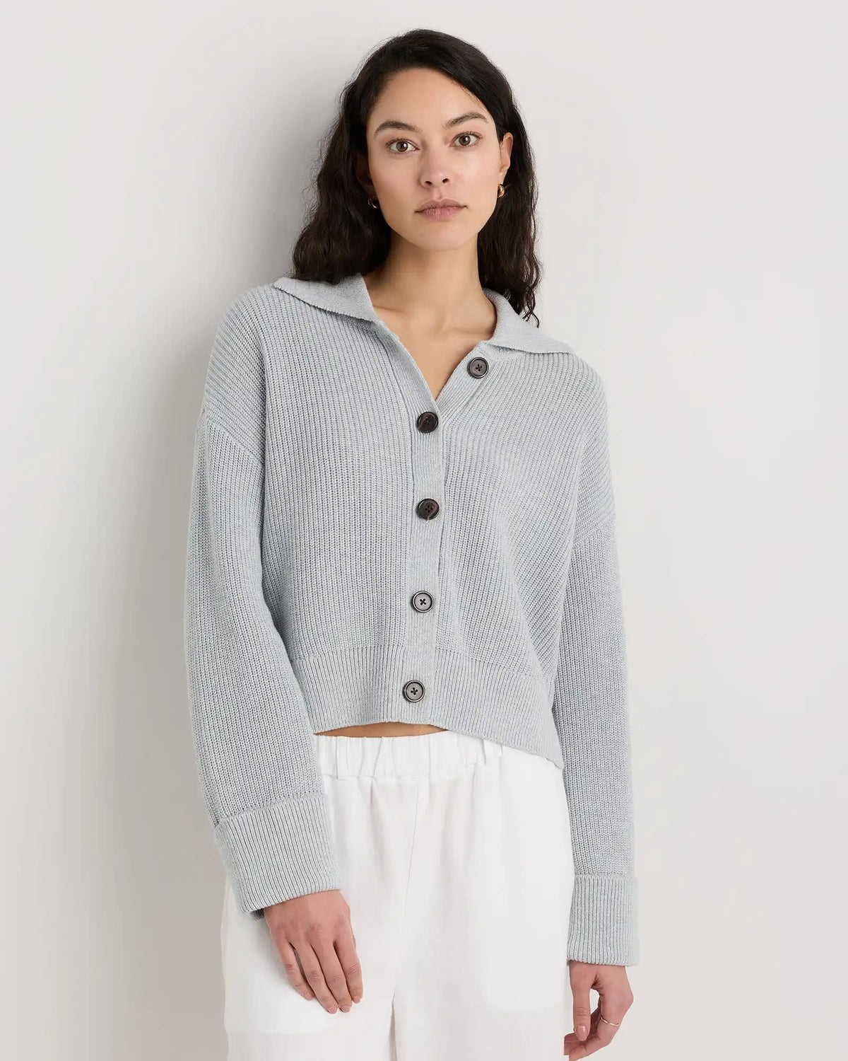 100% Organic Cotton Fisherman Collared Cardigan