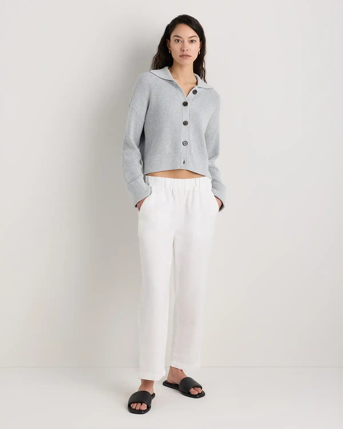 100% Organic Cotton Fisherman Collared Cardigan