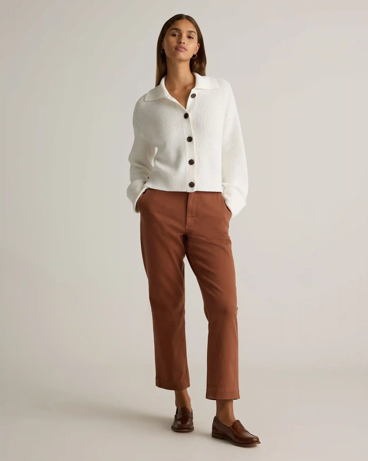 100% Organic Cotton Fisherman Collared Cardigan