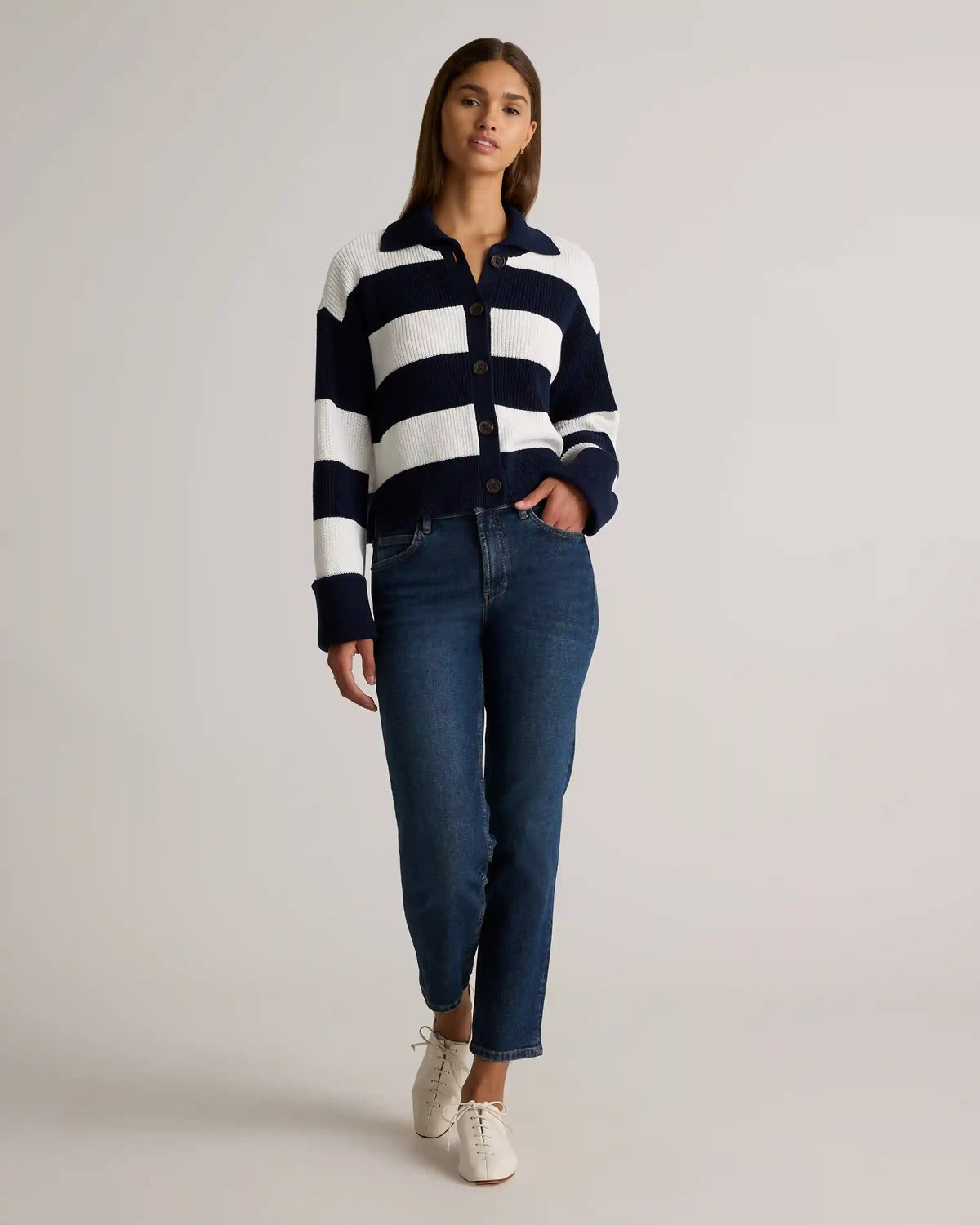 100% Organic Cotton Fisherman Collared Cardigan
