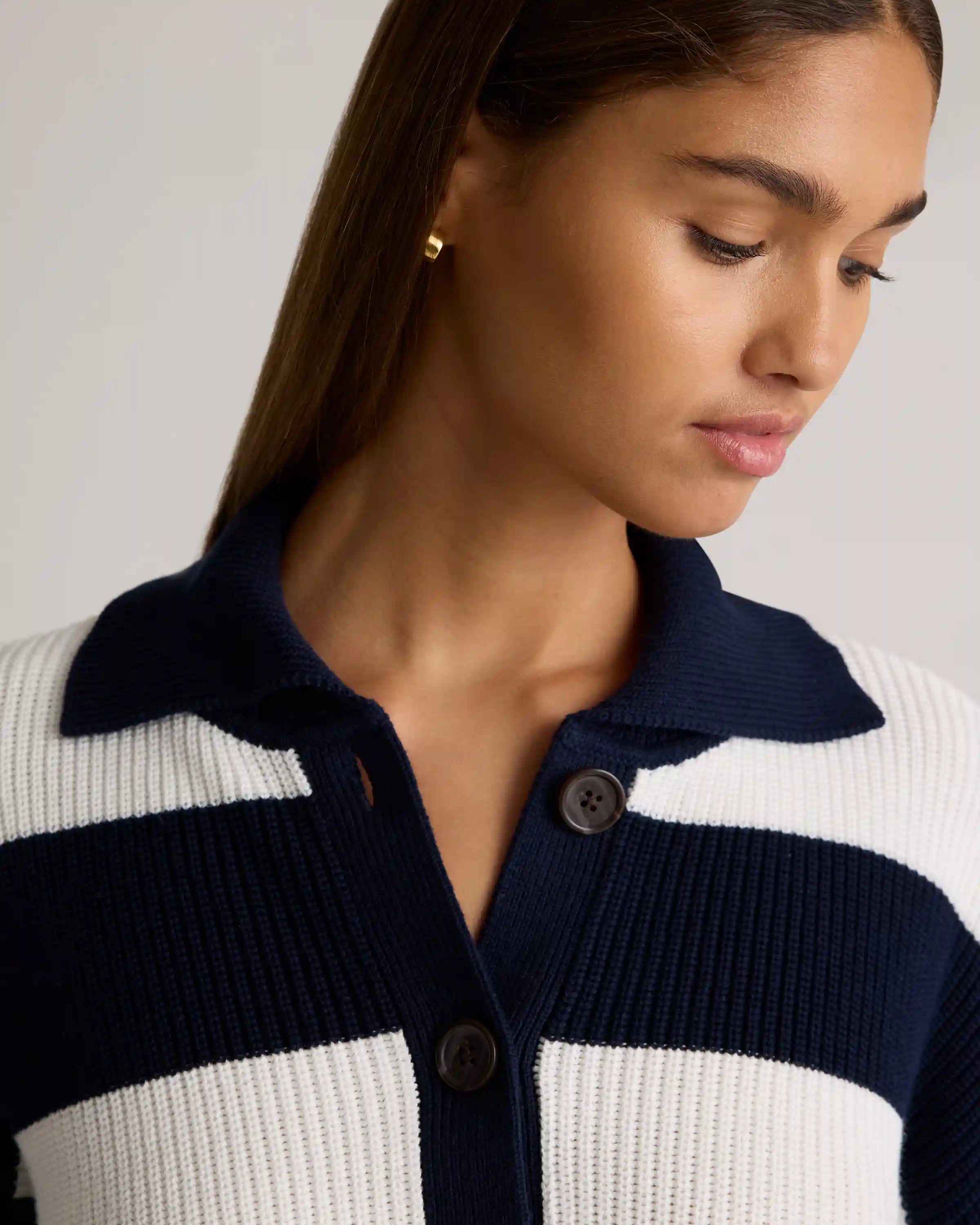 100% Organic Cotton Fisherman Collared Cardigan