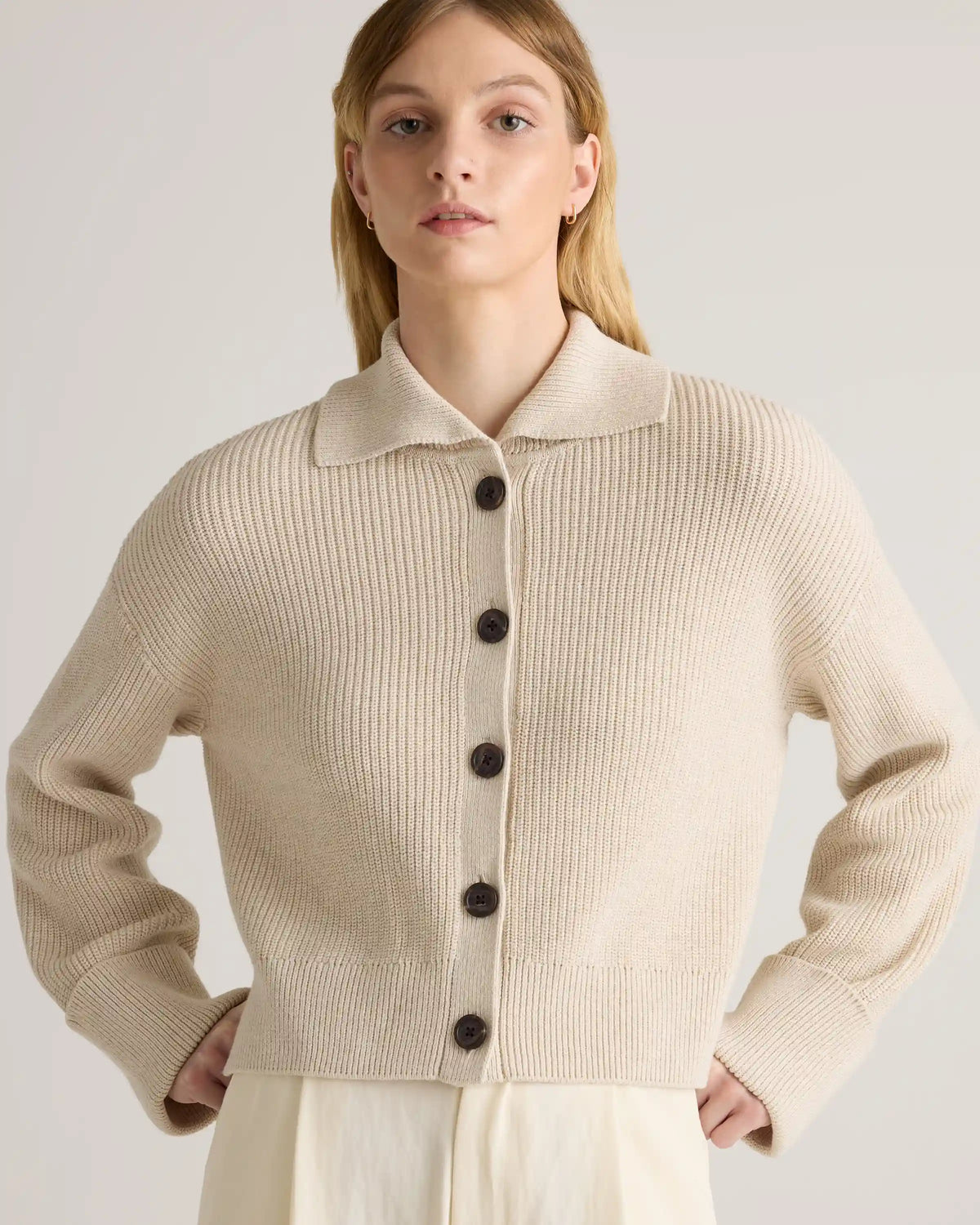 100% Organic Cotton Fisherman Collared Cardigan