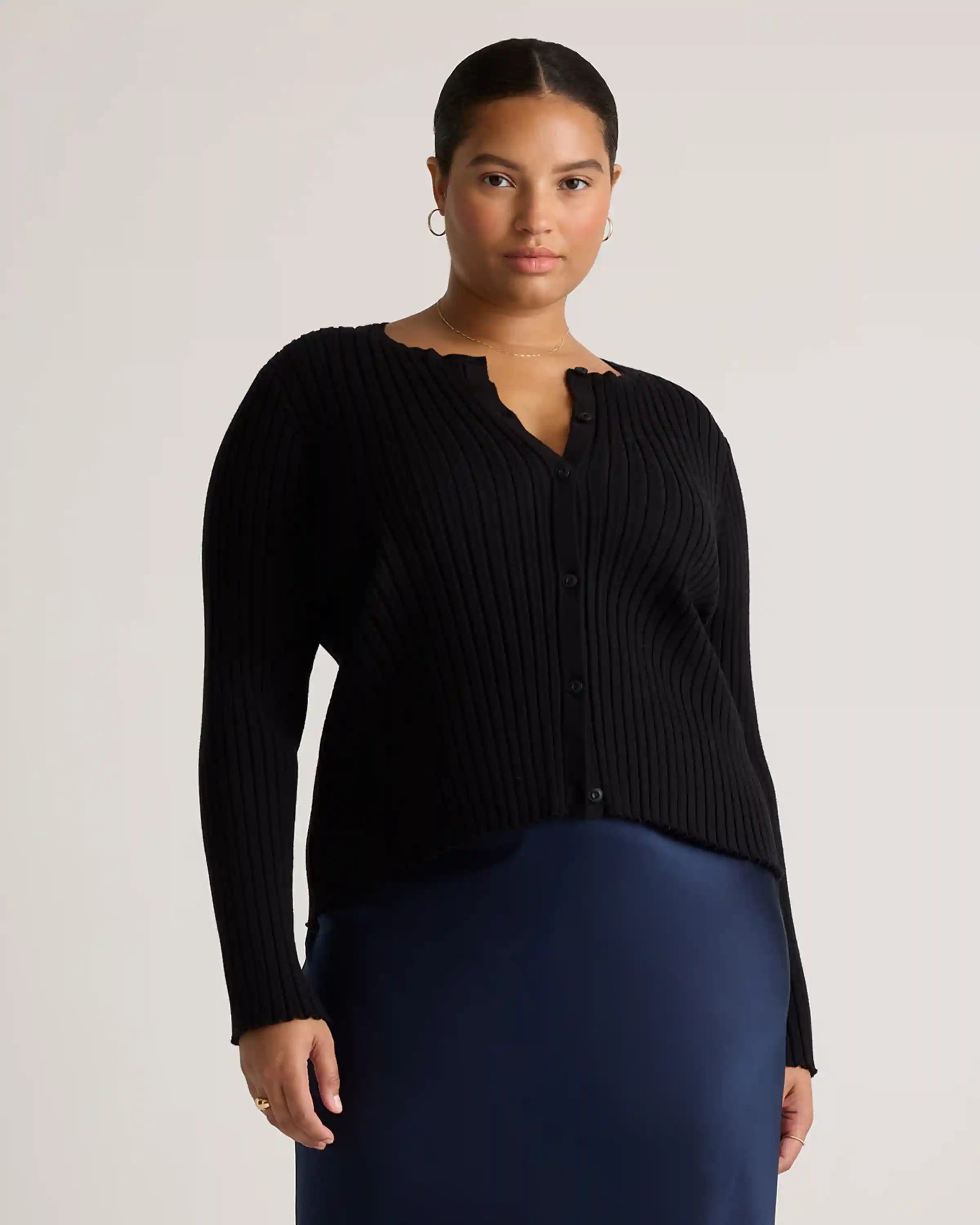 Eco-Knit Cropped Rib Cardigan