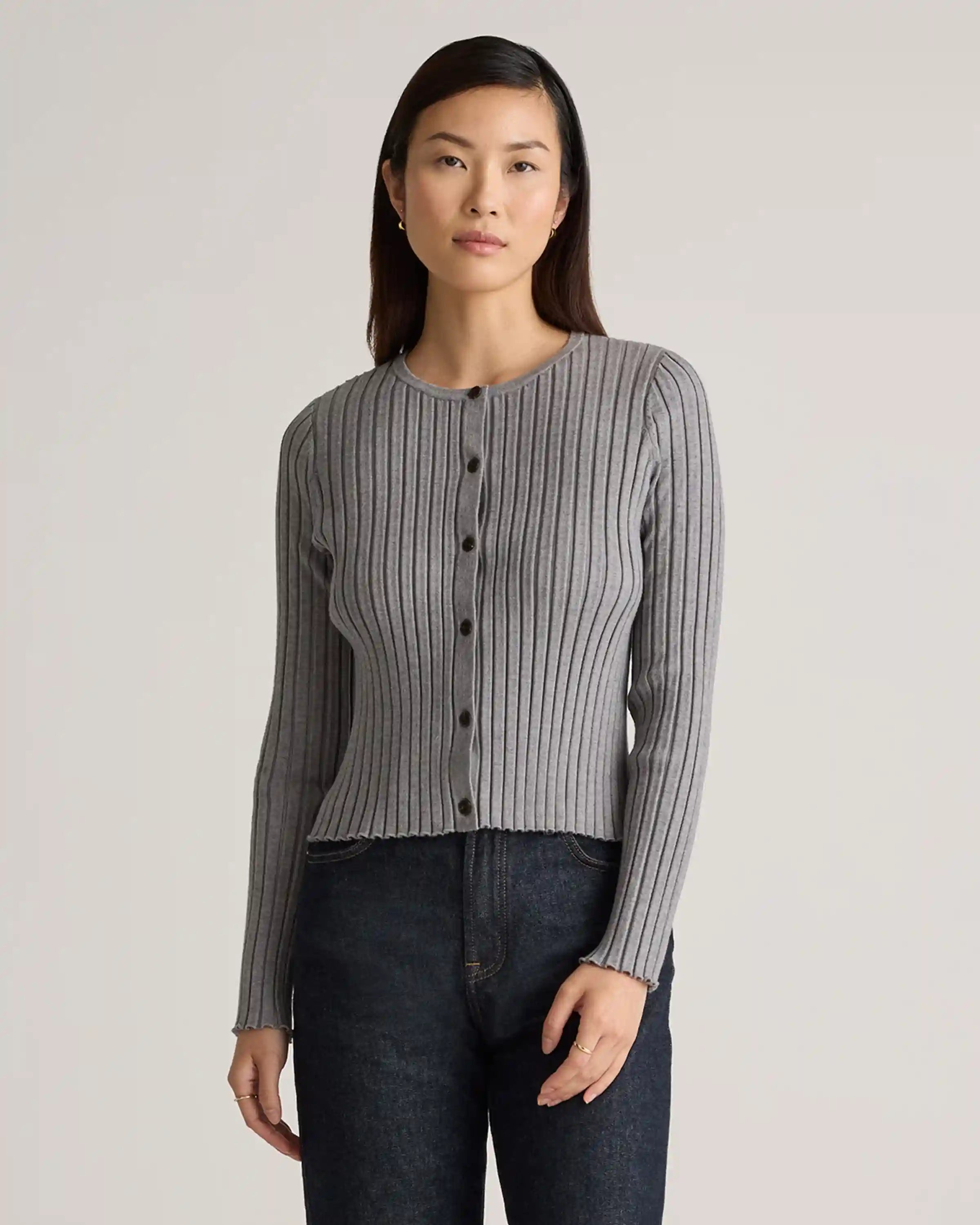 Eco-Knit Cropped Rib Cardigan