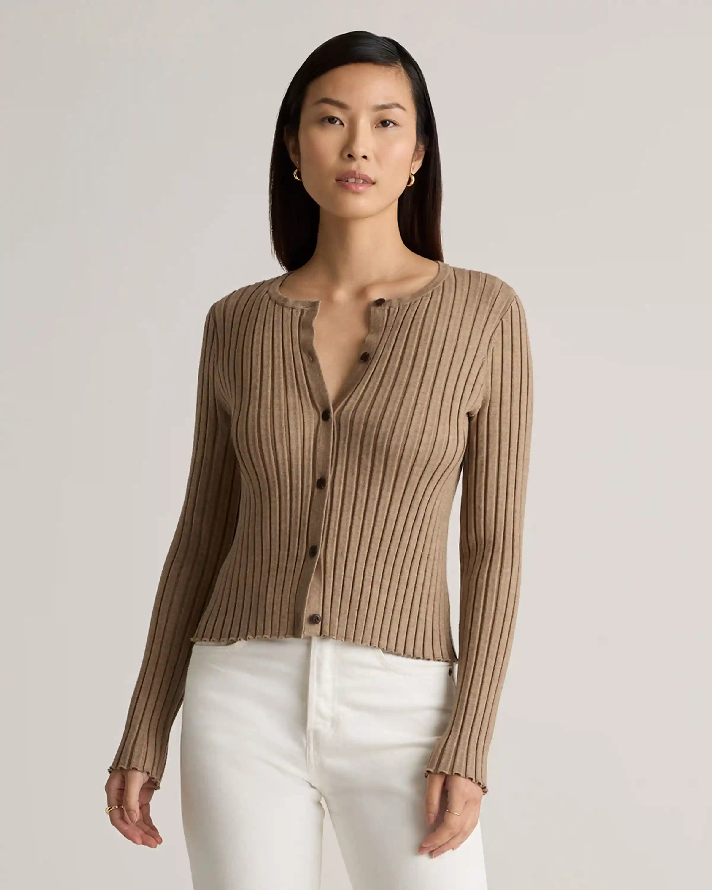 Eco-Knit Cropped Rib Cardigan