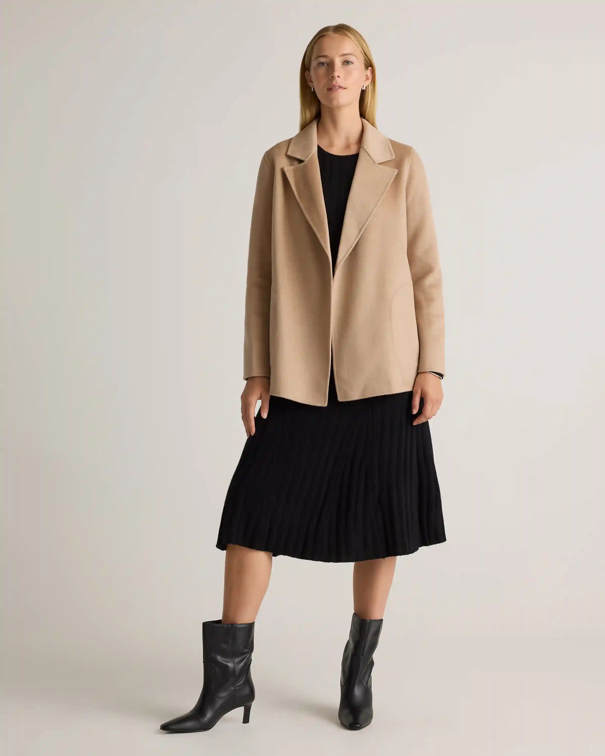 Mongolian Cashmere Wide-Rib Midi Dress