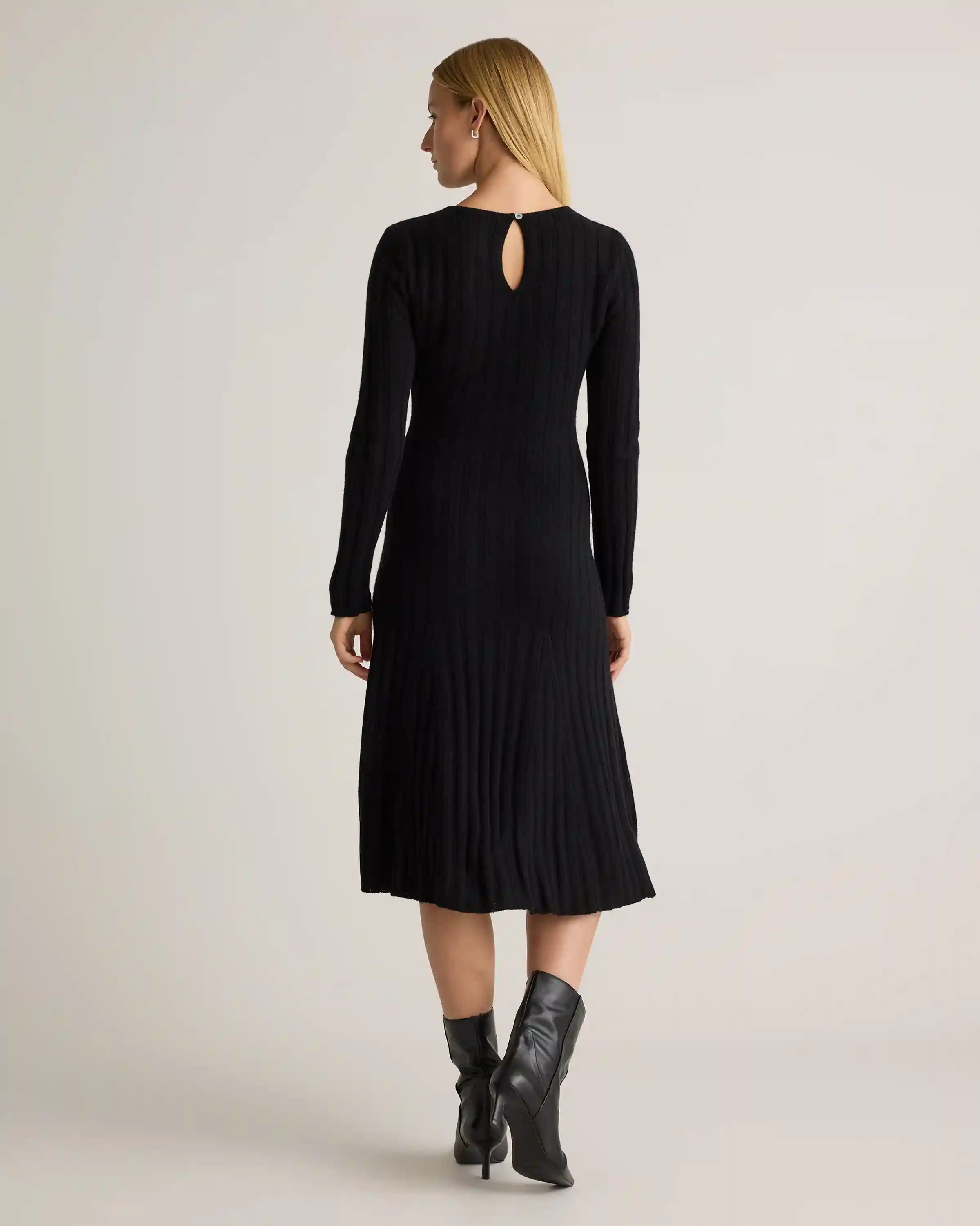 Mongolian Cashmere Wide-Rib Midi Dress