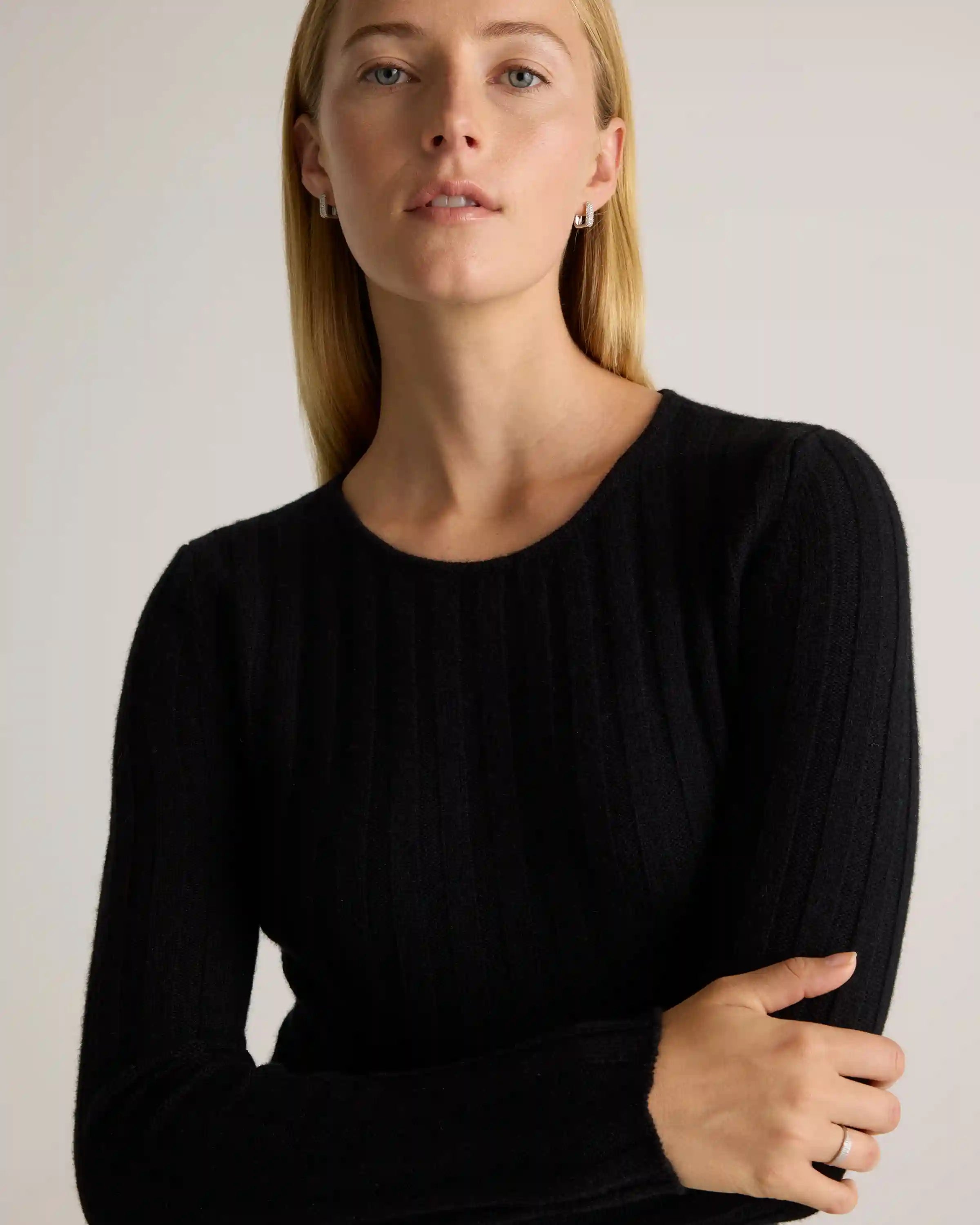 Mongolian Cashmere Wide-Rib Midi Dress