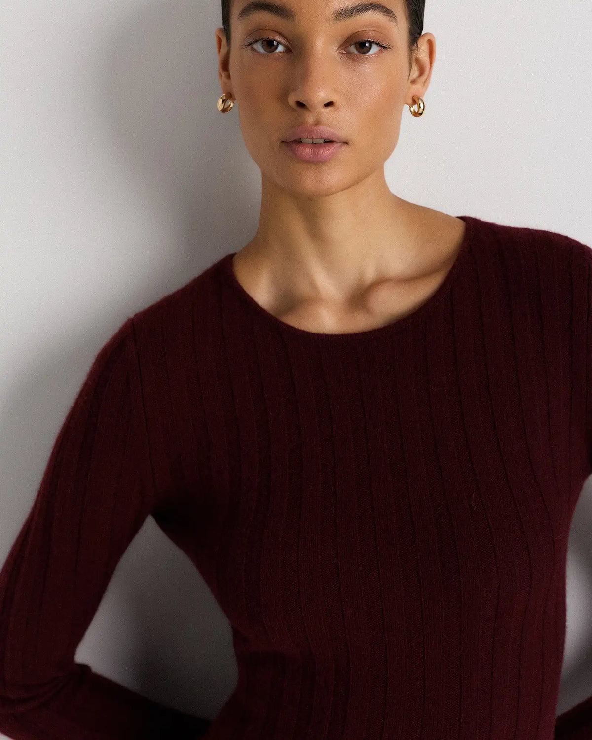 Mongolian Cashmere Wide-Rib Midi Dress