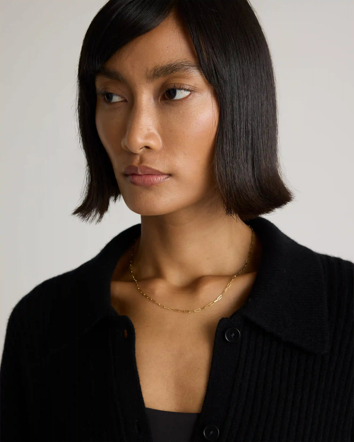 Mongolian Cashmere Wide-Rib Oversized Collared Cardigan