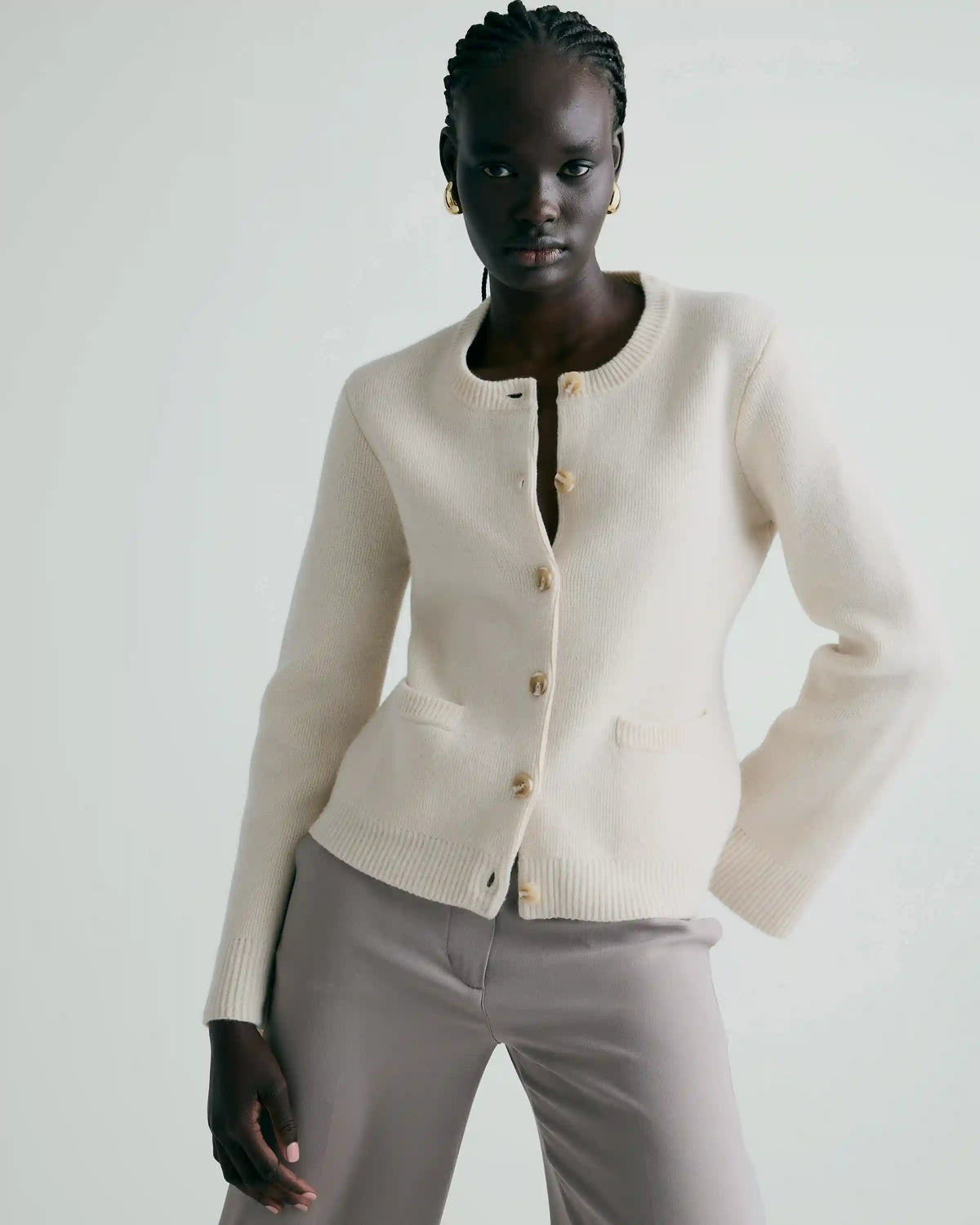 Mongolian Cashmere Structured Cardigan