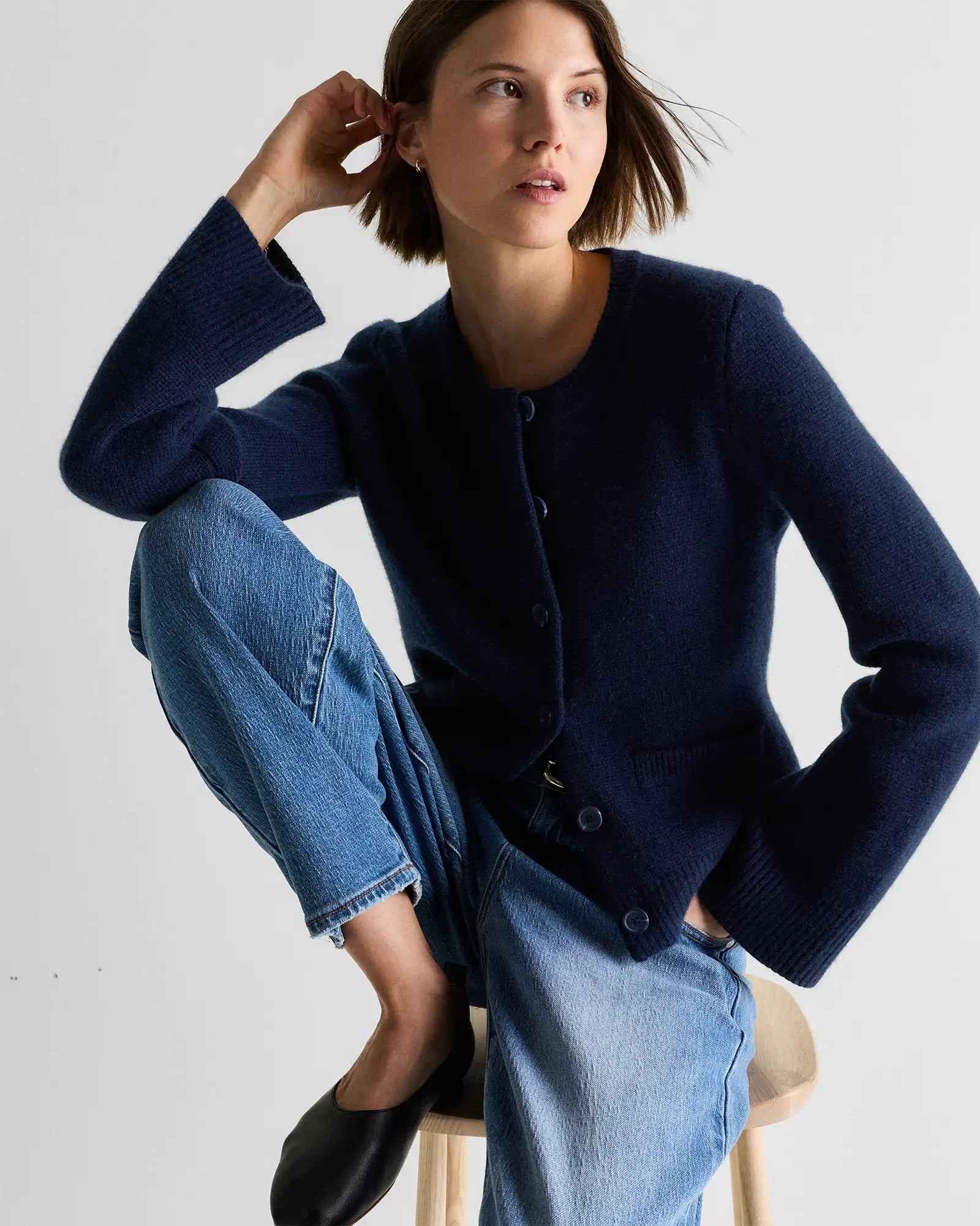 Mongolian Cashmere Structured Cardigan