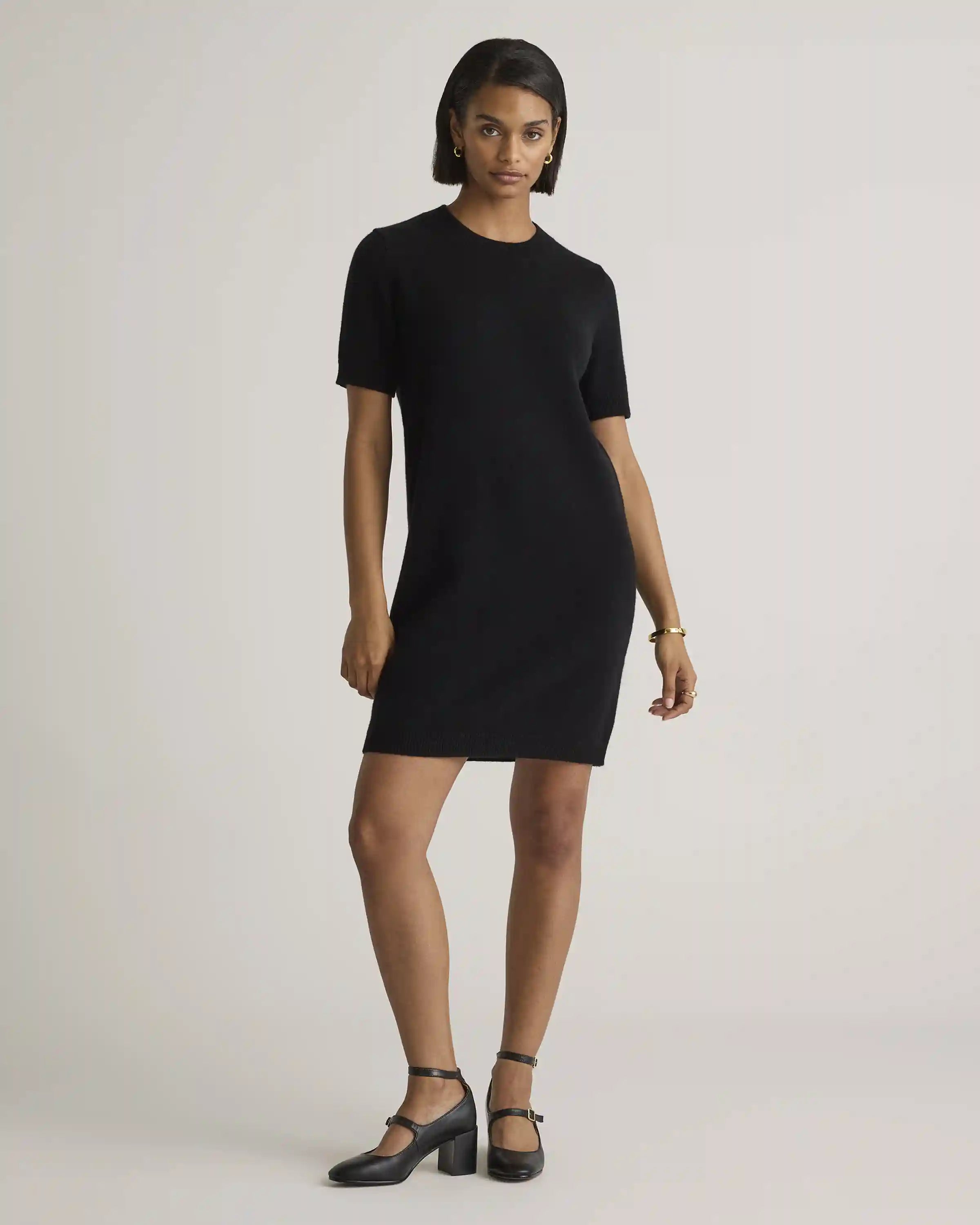 Mongolian Cashmere Short Sleeve Mini Dress