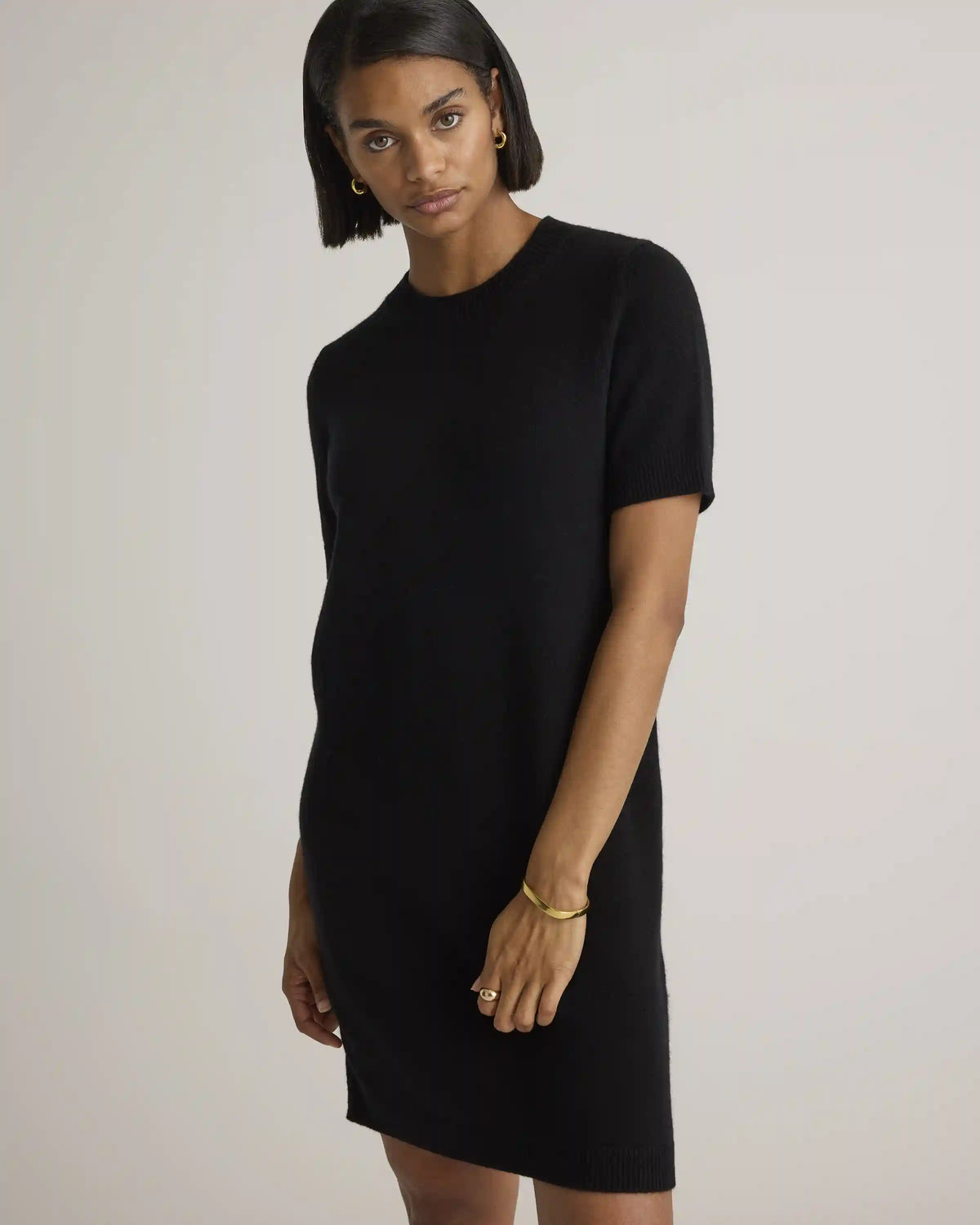 Mongolian Cashmere Short Sleeve Mini Dress