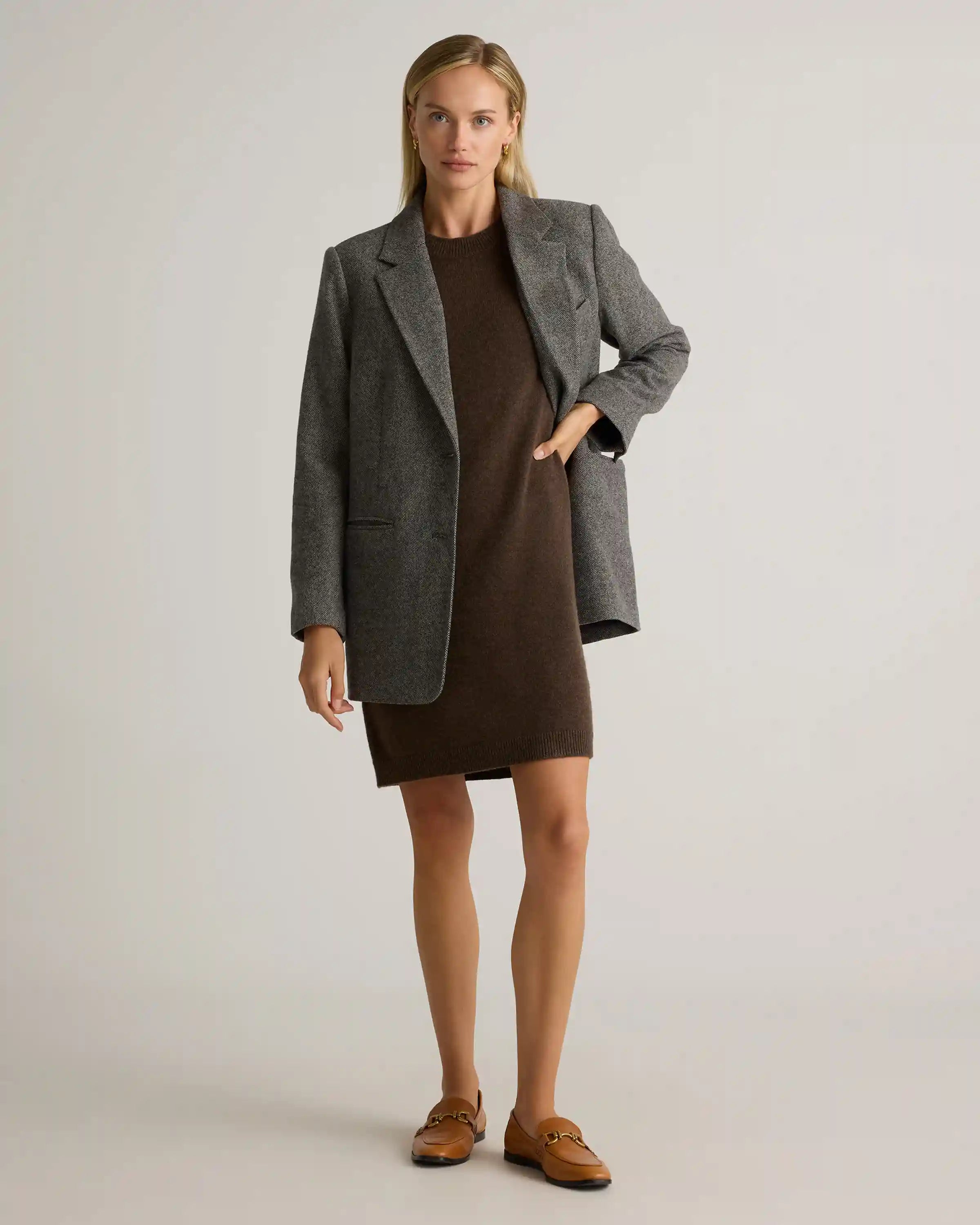 Mongolian Cashmere Short Sleeve Mini Dress