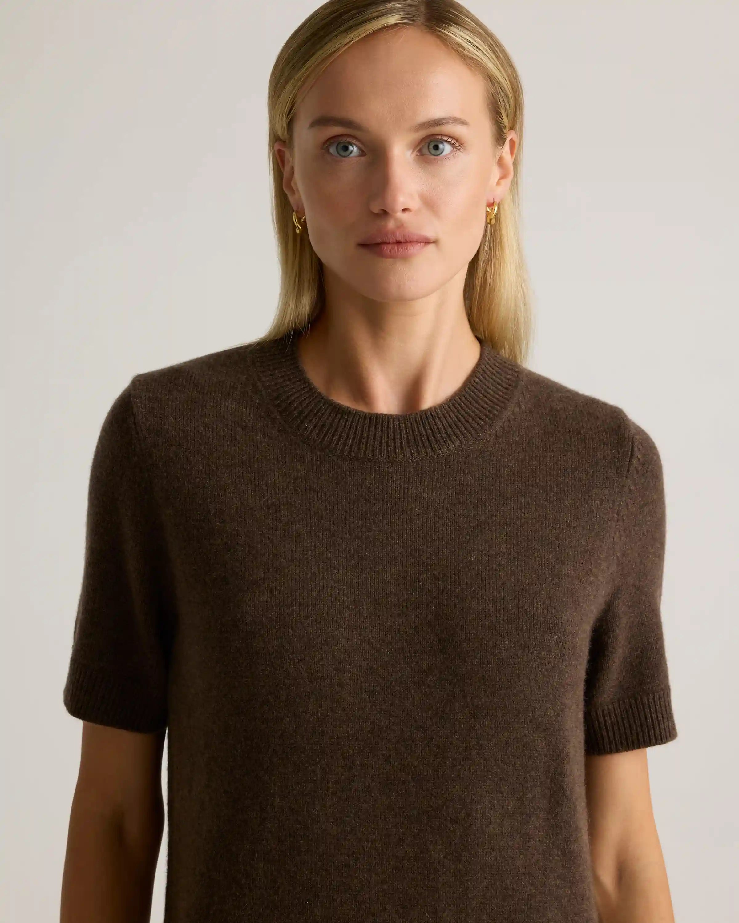 Mongolian Cashmere Short Sleeve Mini Dress