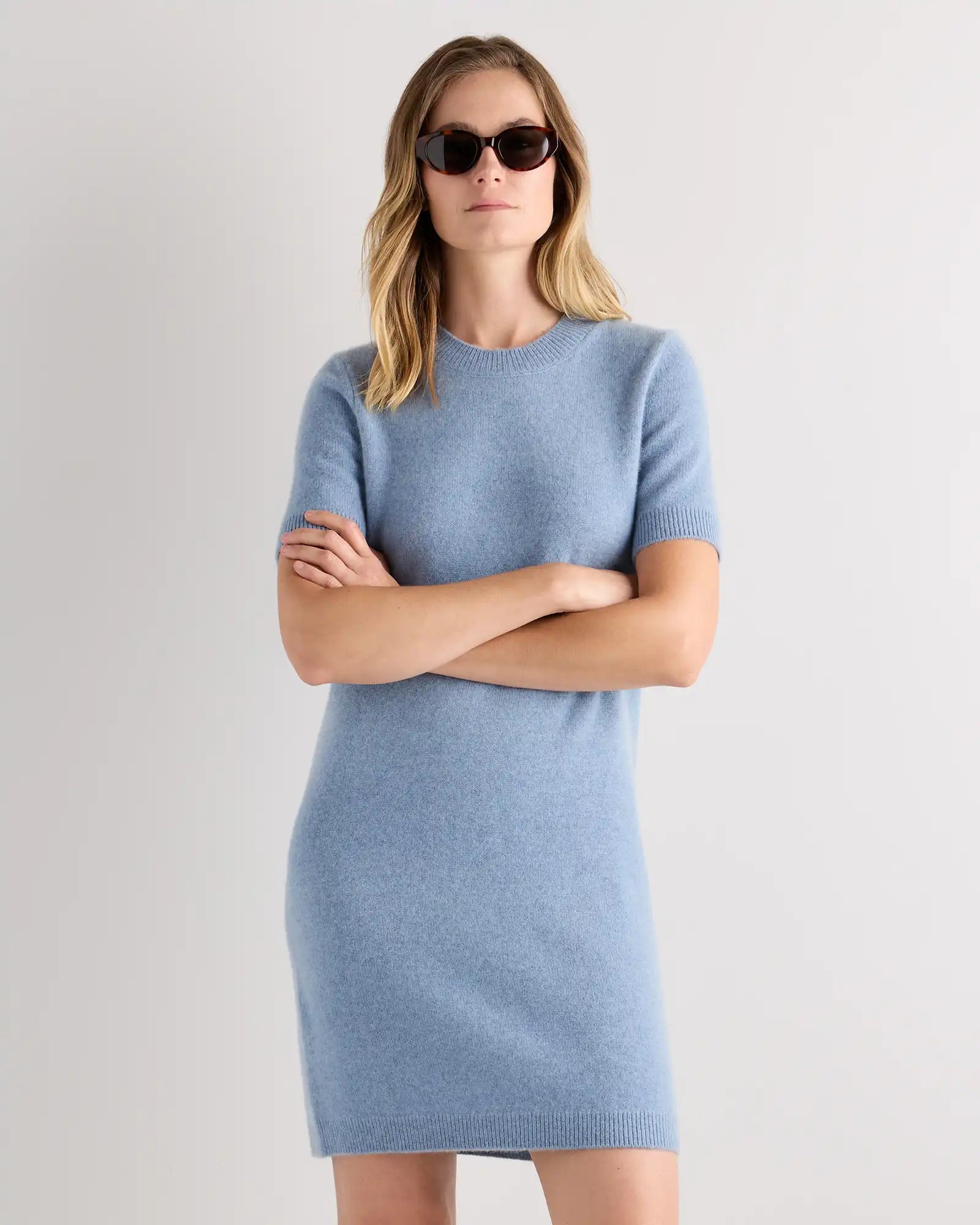 Mongolian Cashmere Short Sleeve Mini Dress