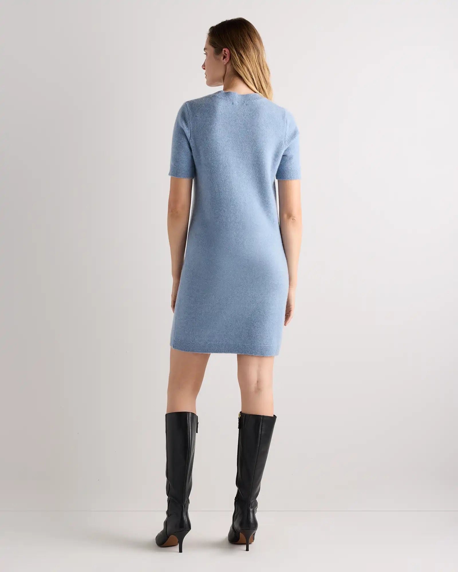 Mongolian Cashmere Short Sleeve Mini Dress