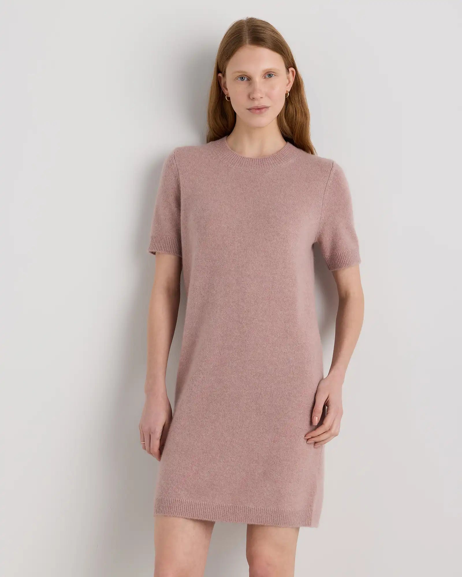 Mongolian Cashmere Short Sleeve Mini Dress