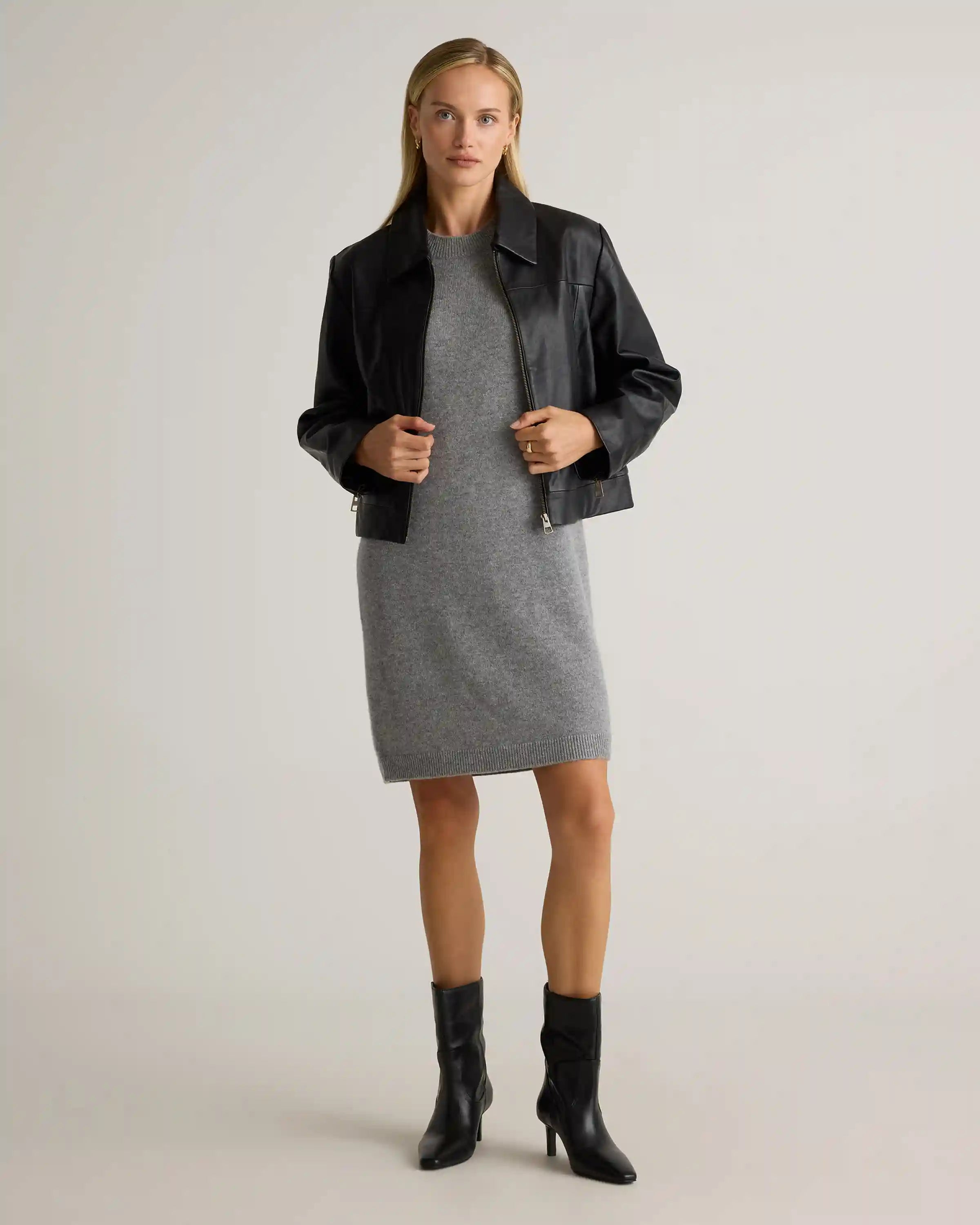 Mongolian Cashmere Short Sleeve Mini Dress