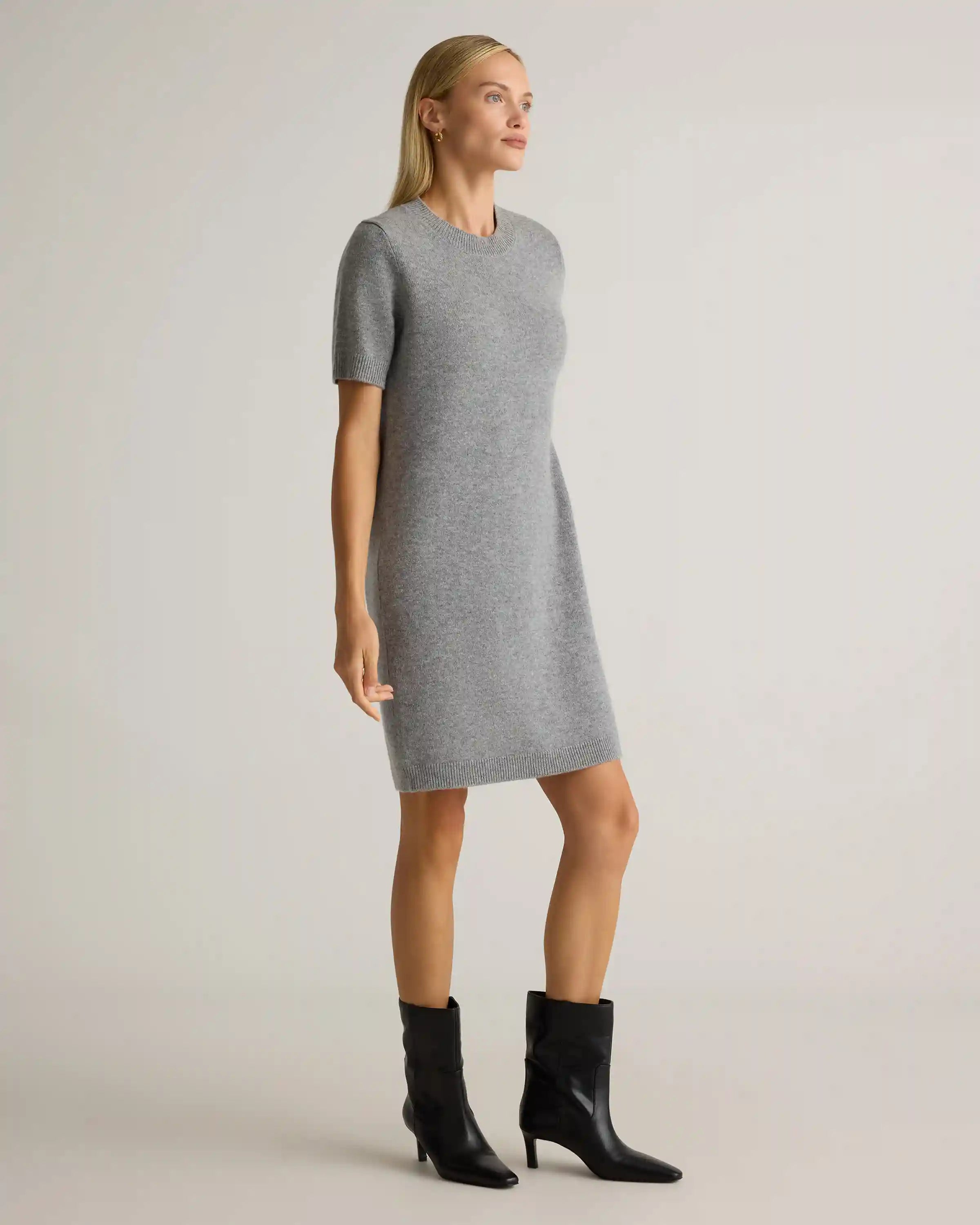 Mongolian Cashmere Short Sleeve Mini Dress