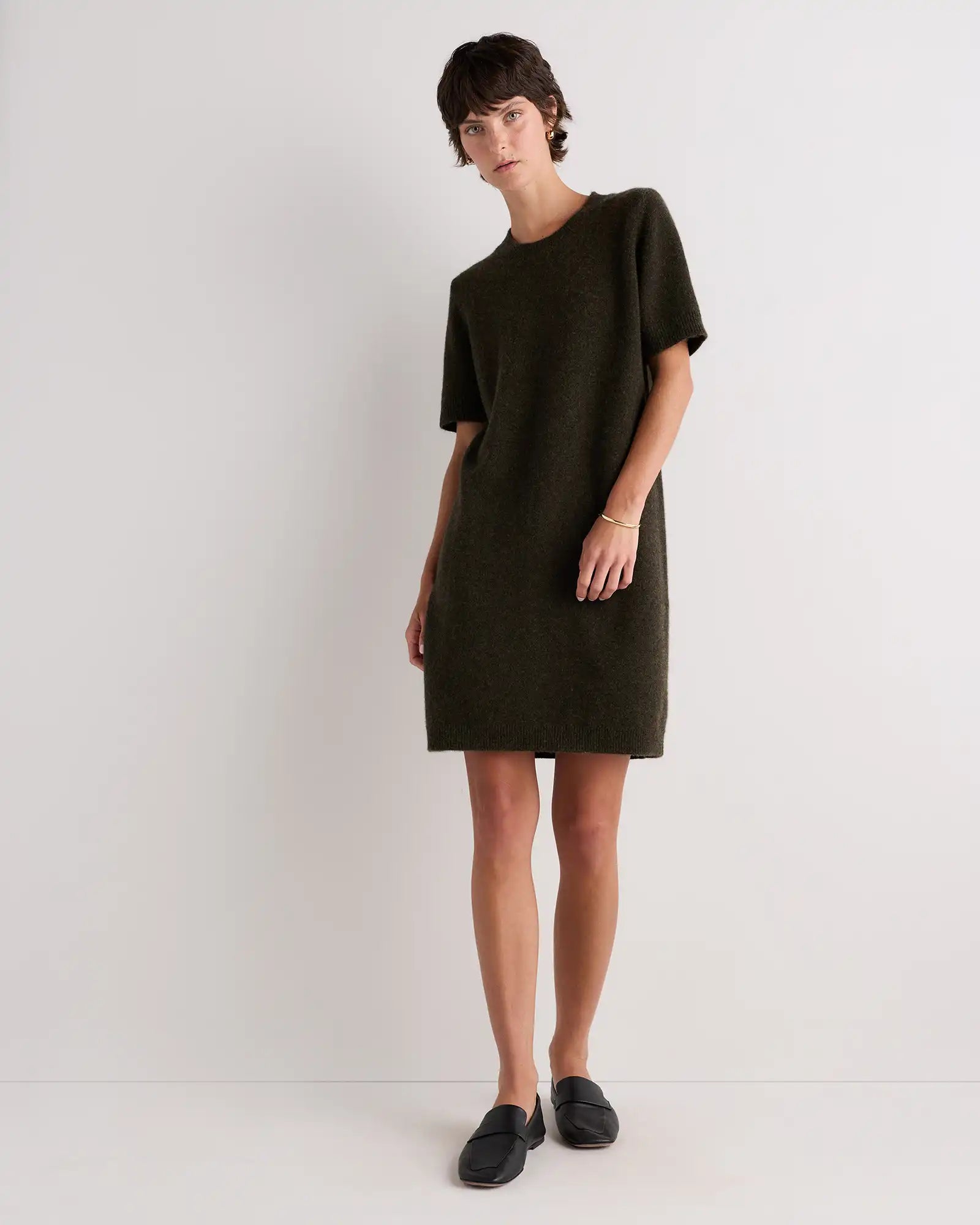 Mongolian Cashmere Short Sleeve Mini Dress