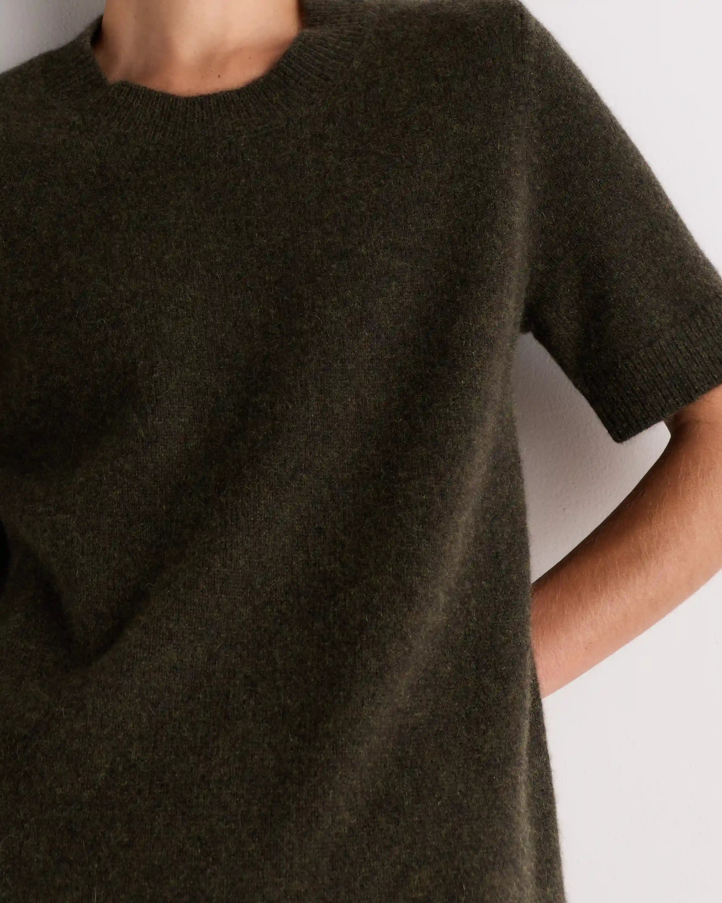 Mongolian Cashmere Short Sleeve Mini Dress