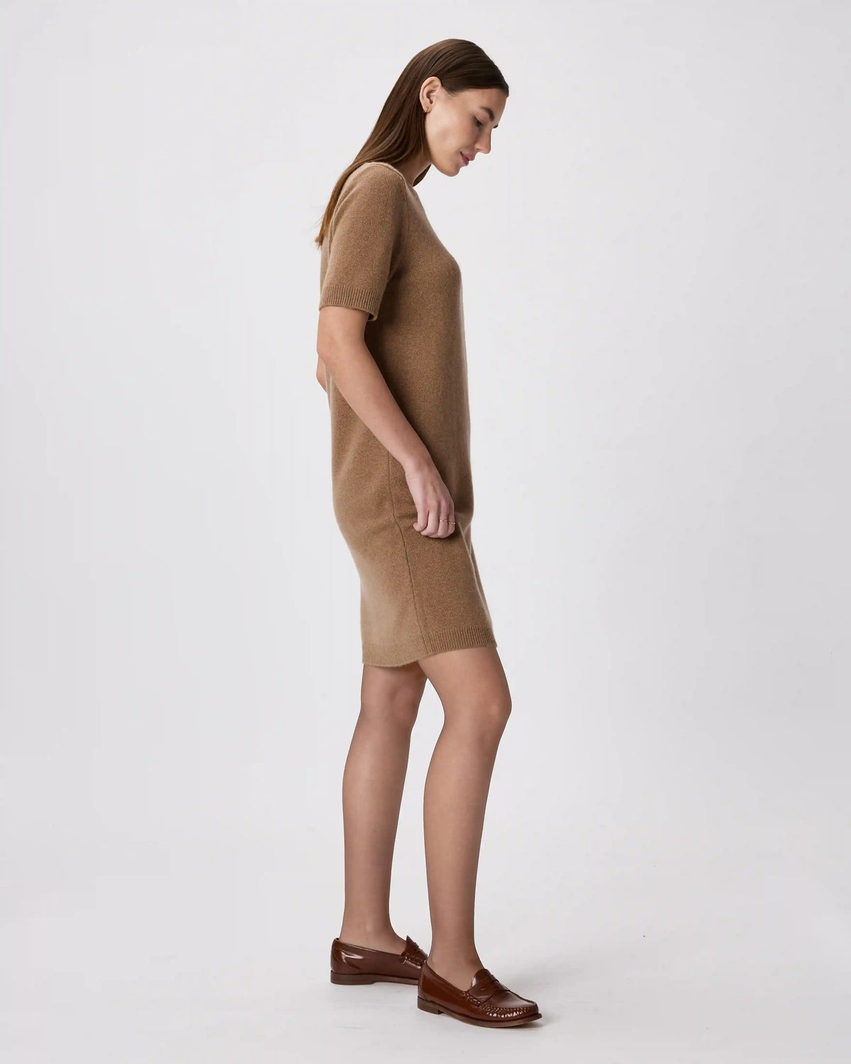 Mongolian Cashmere Short Sleeve Mini Dress