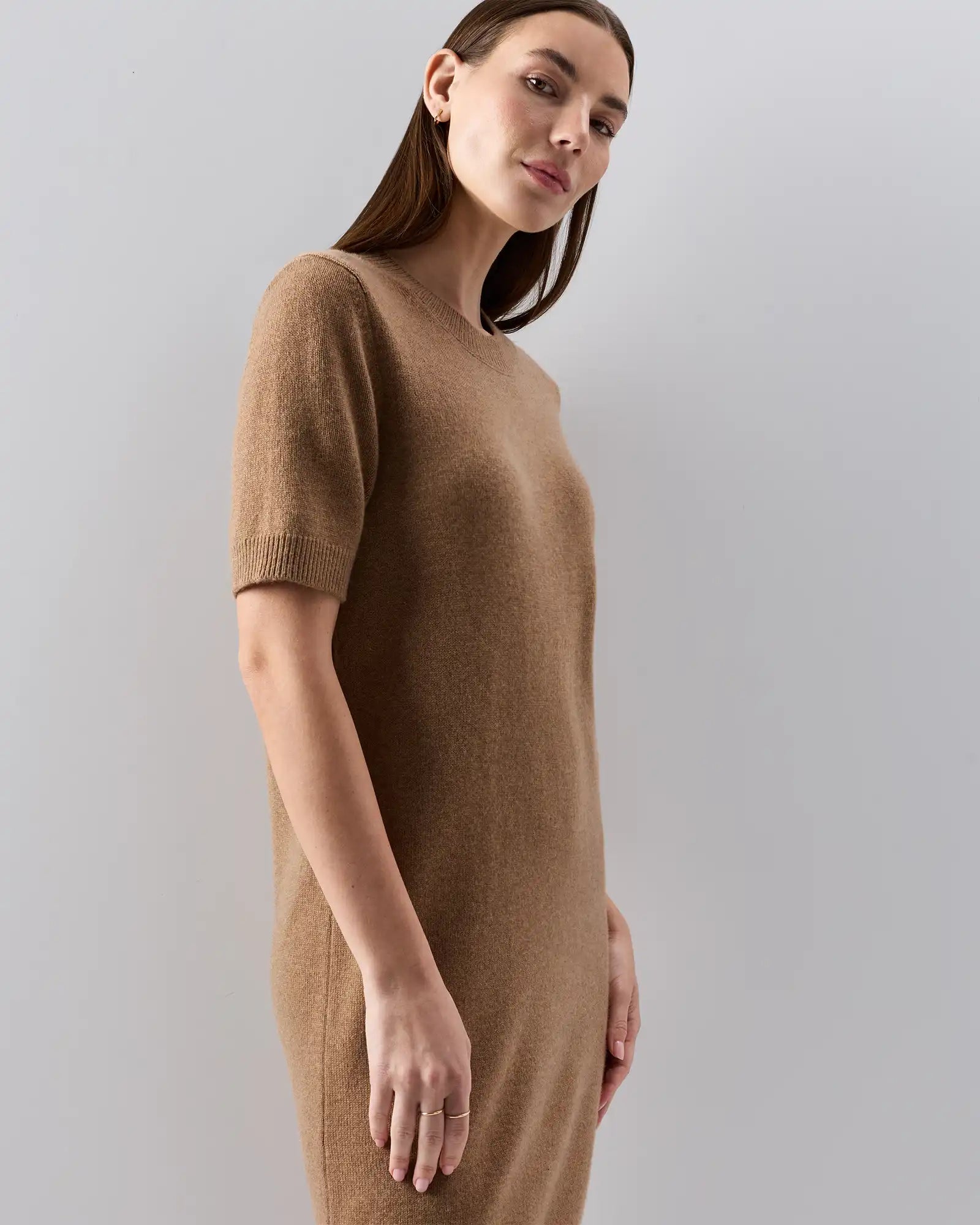 Mongolian Cashmere Short Sleeve Mini Dress
