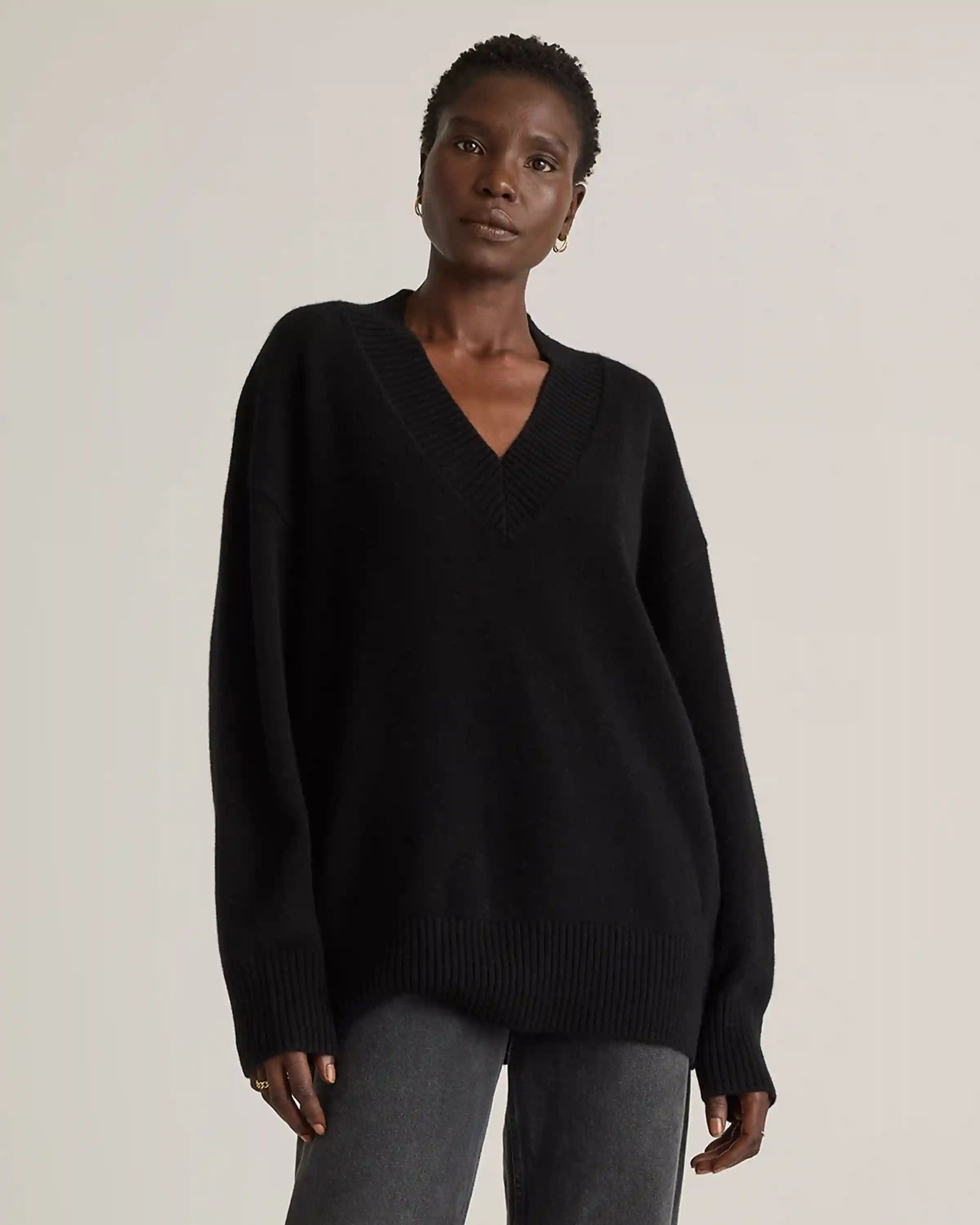 Mongolian Cashmere Oversized V-Neck Sweater