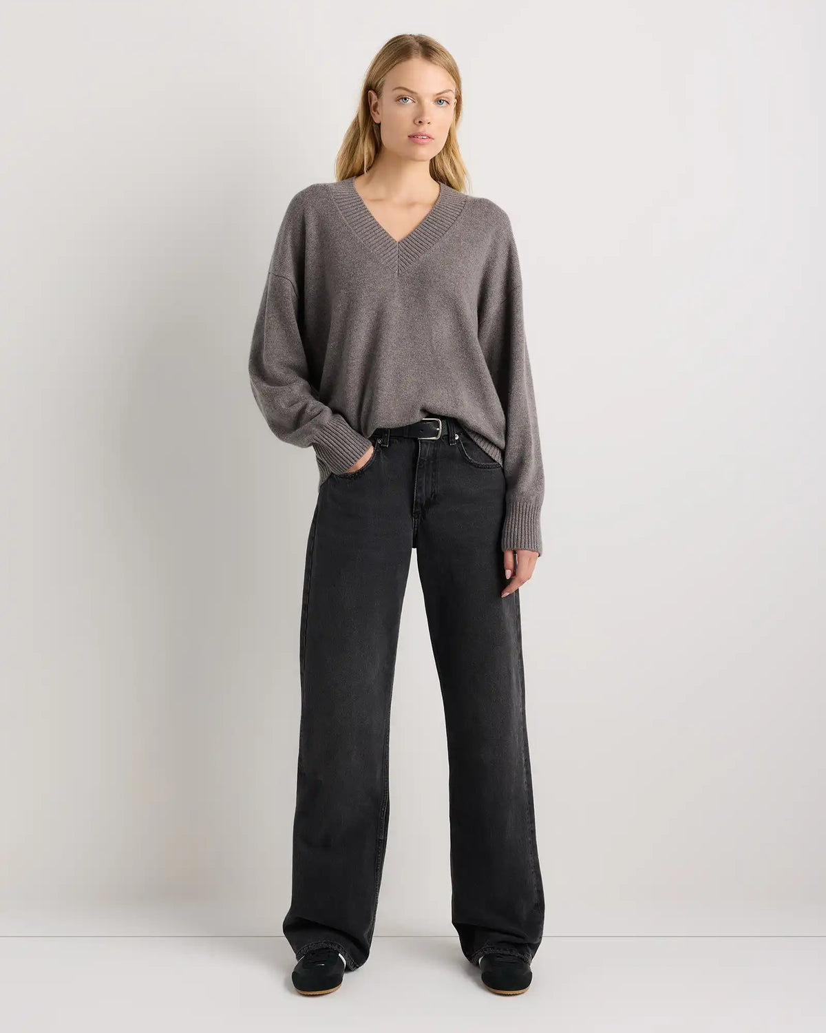 Mongolian Cashmere Oversized V-Neck Sweater