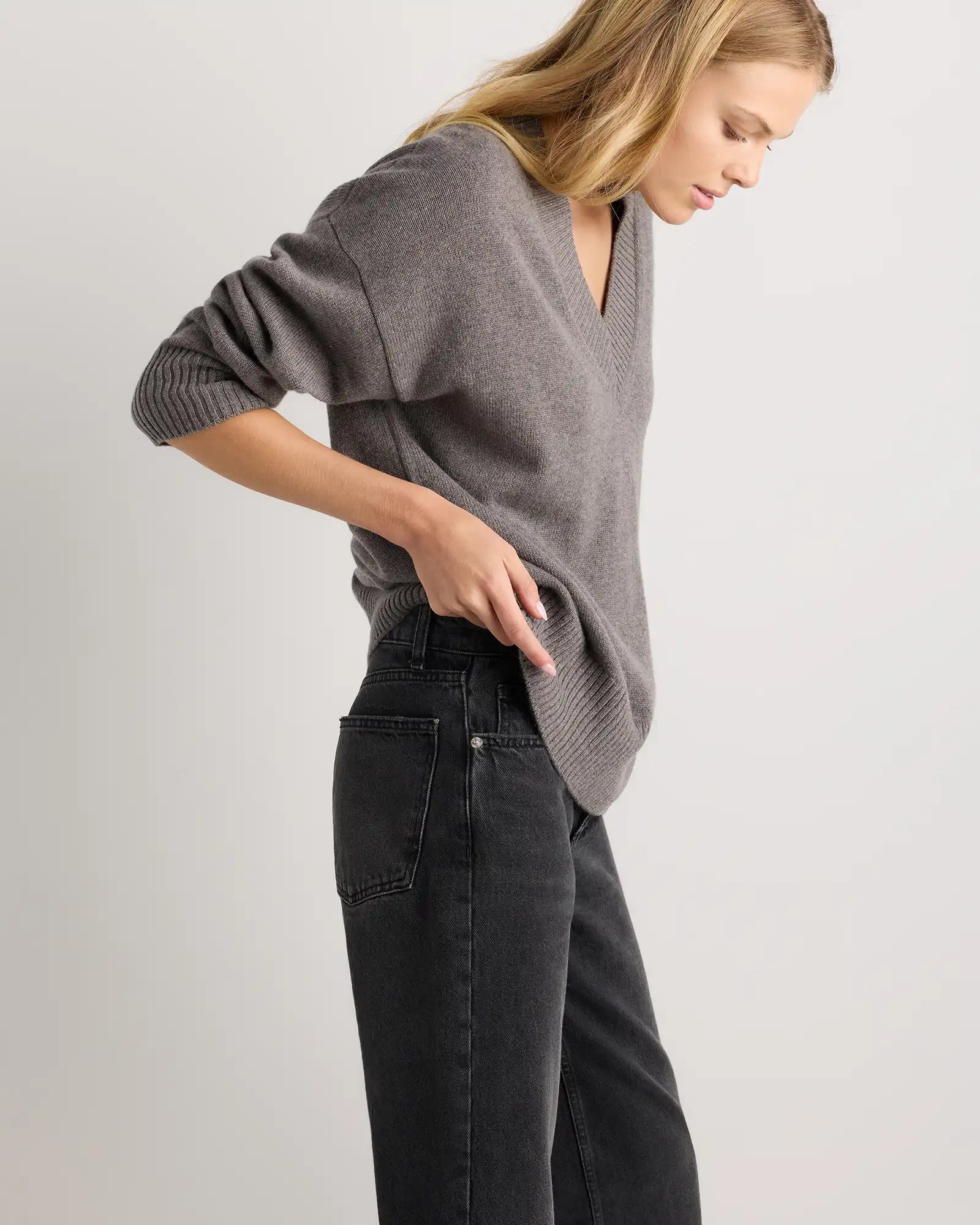 Mongolian Cashmere Oversized V-Neck Sweater