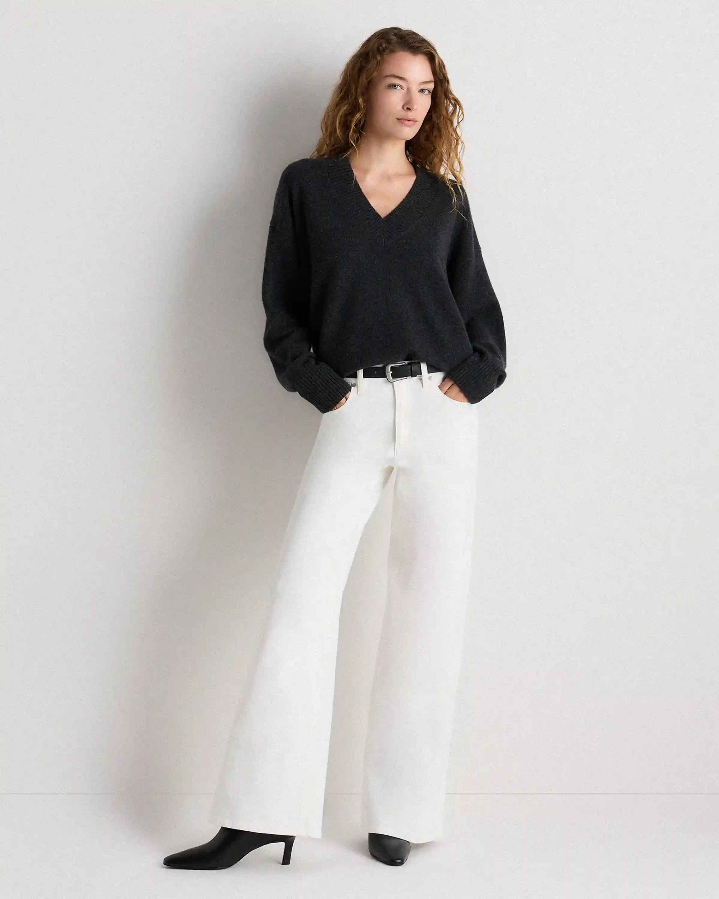 Mongolian Cashmere Oversized V-Neck Sweater