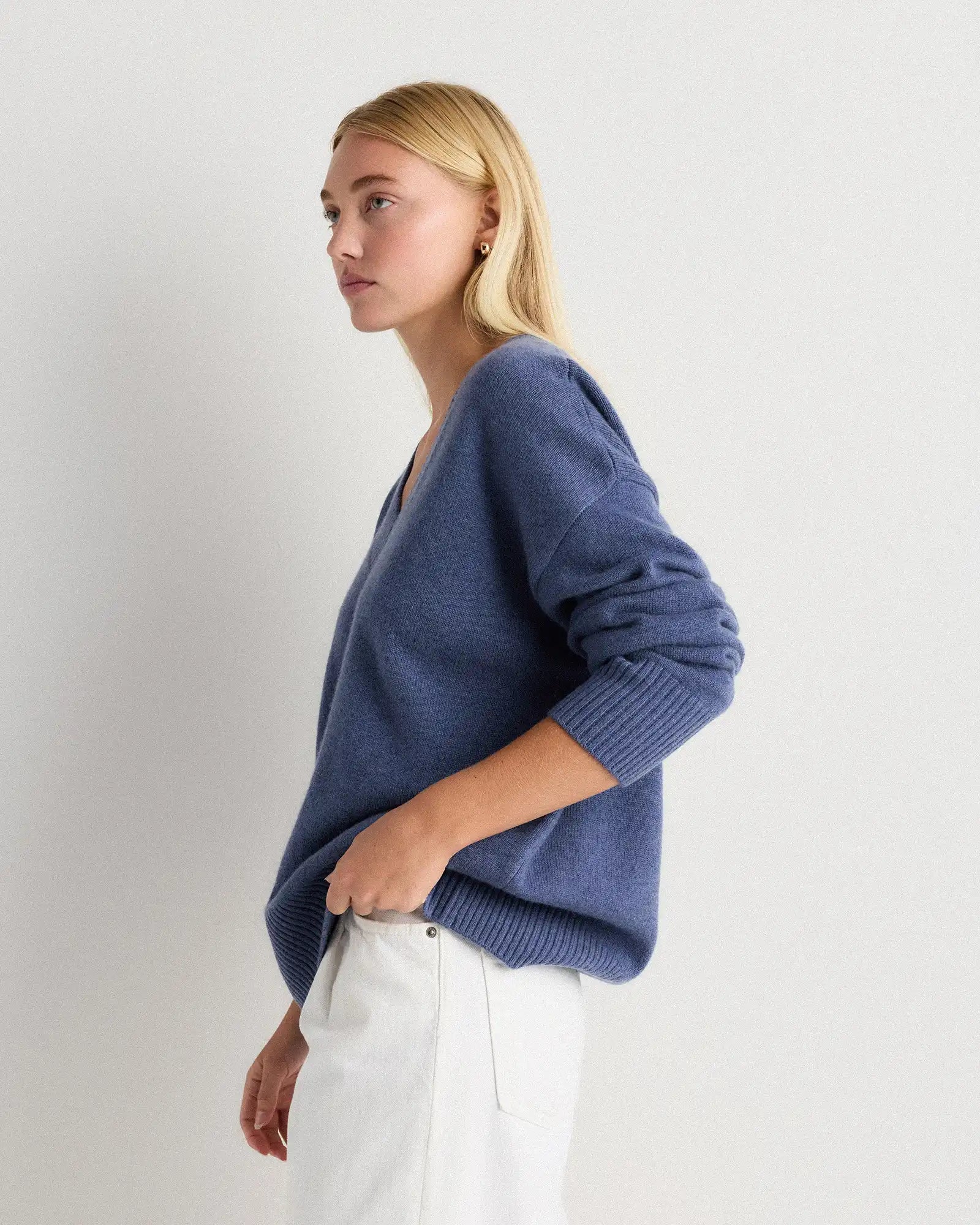 Mongolian Cashmere Oversized V-Neck Sweater