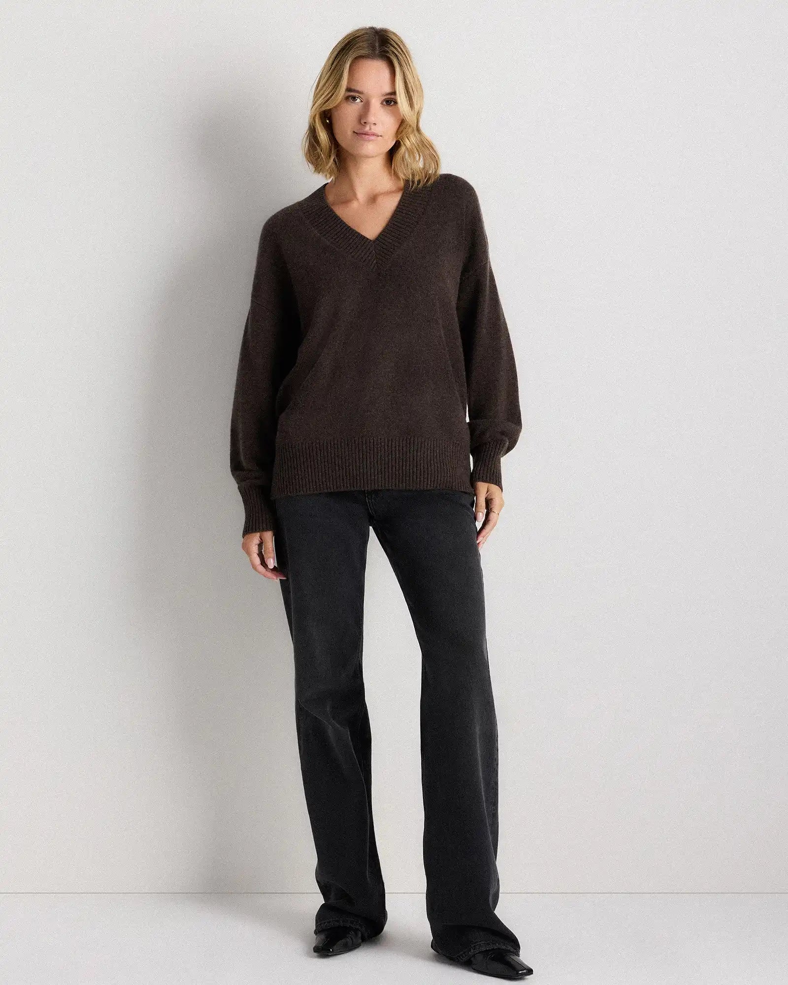 Mongolian Cashmere Oversized V-Neck Sweater
