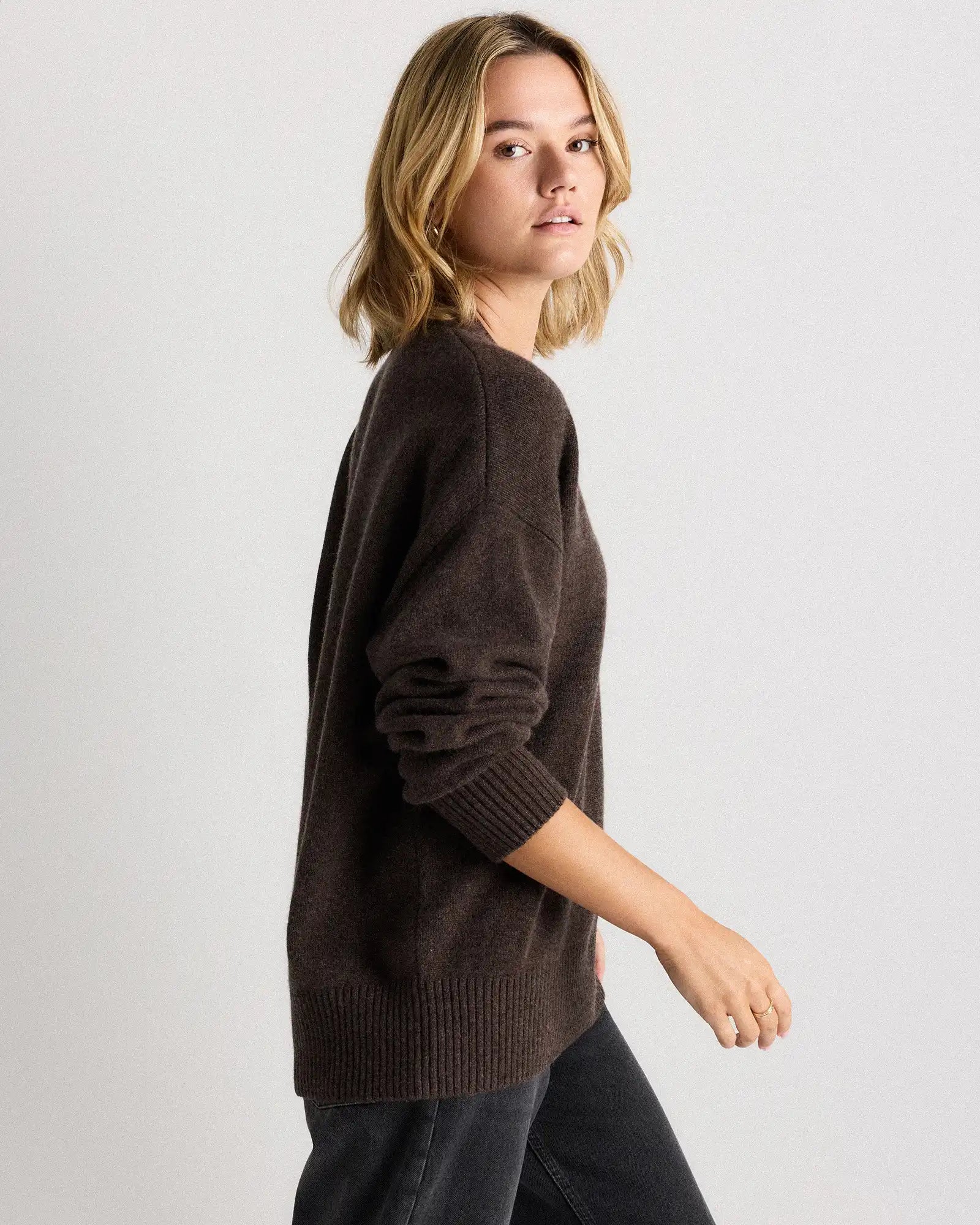 Mongolian Cashmere Oversized V-Neck Sweater