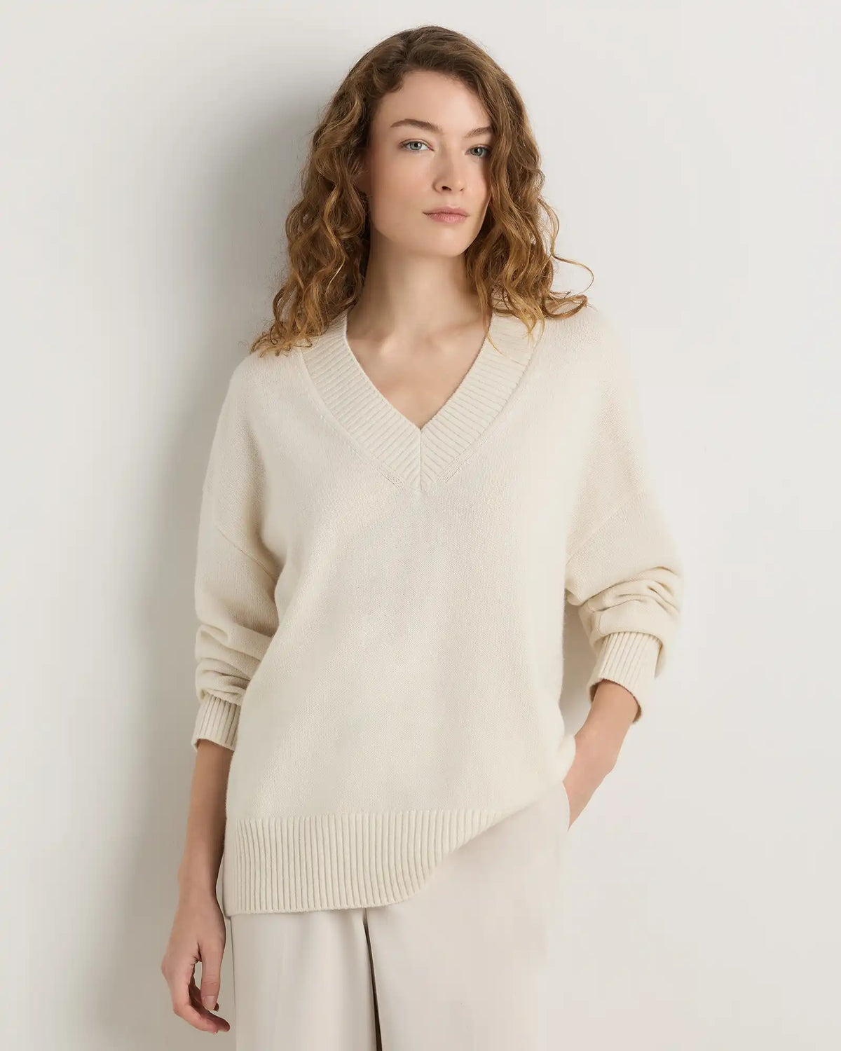 Mongolian Cashmere Oversized V-Neck Sweater