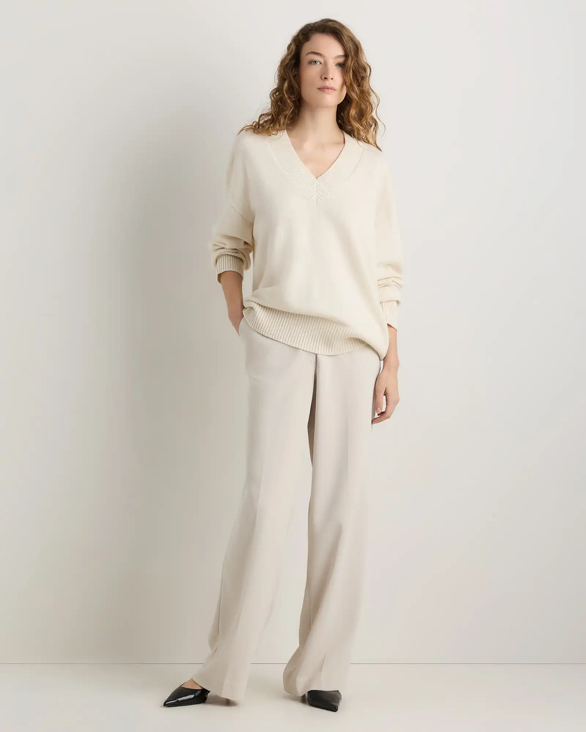 Mongolian Cashmere Oversized V-Neck Sweater
