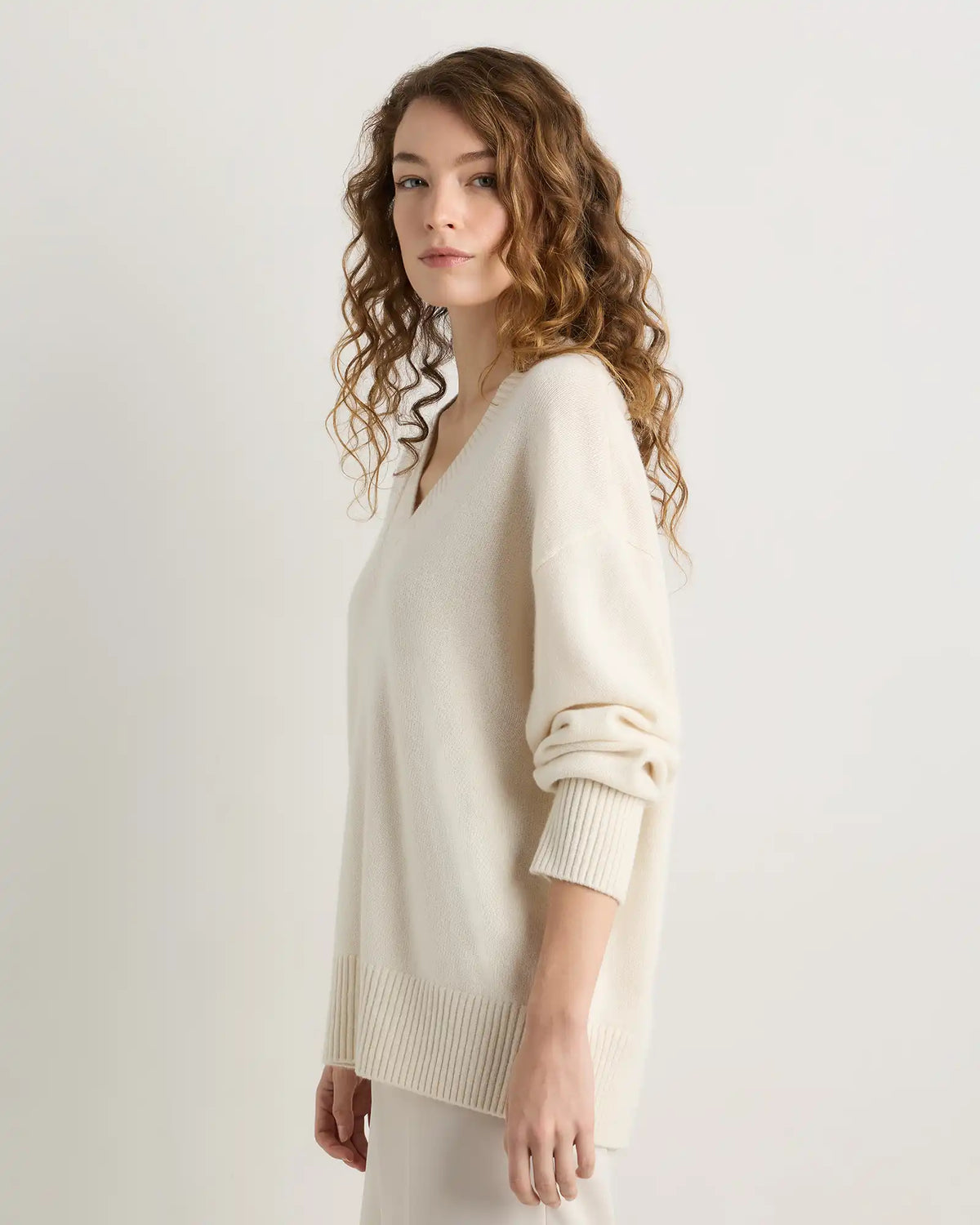 Mongolian Cashmere Oversized V-Neck Sweater