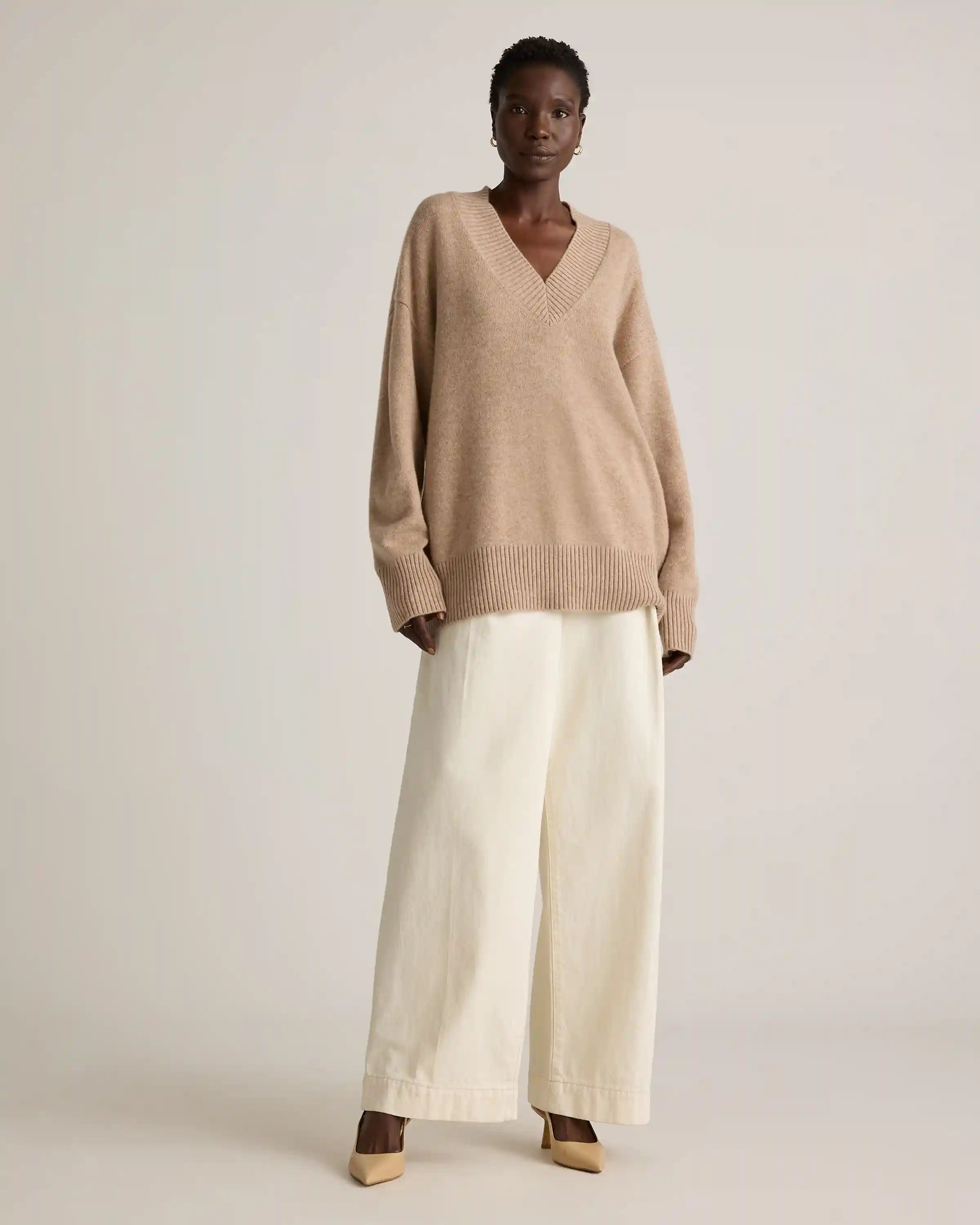 Mongolian Cashmere Oversized V-Neck Sweater