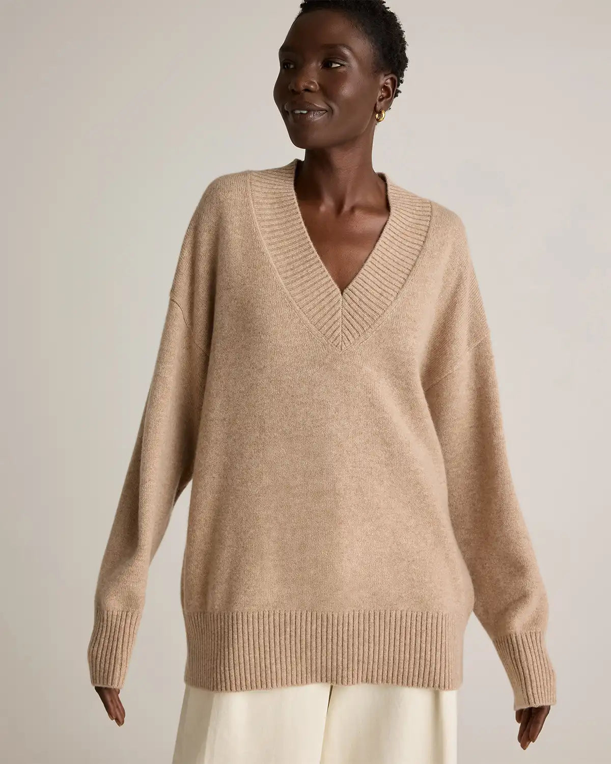 Mongolian Cashmere Oversized V-Neck Sweater
