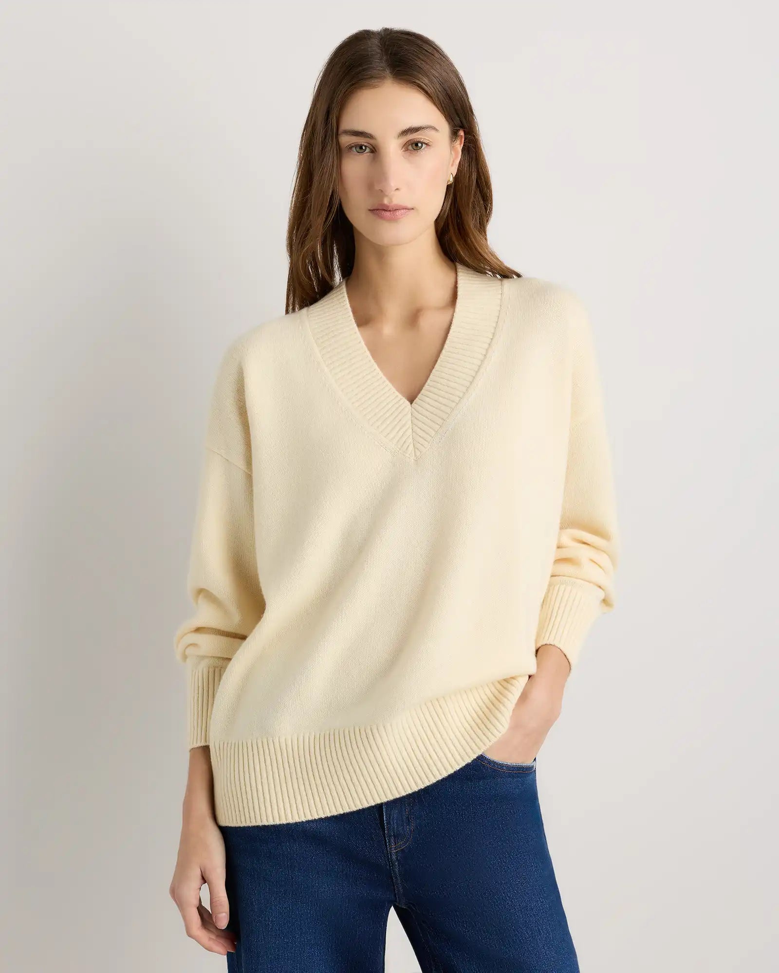 Mongolian Cashmere Oversized V-Neck Sweater