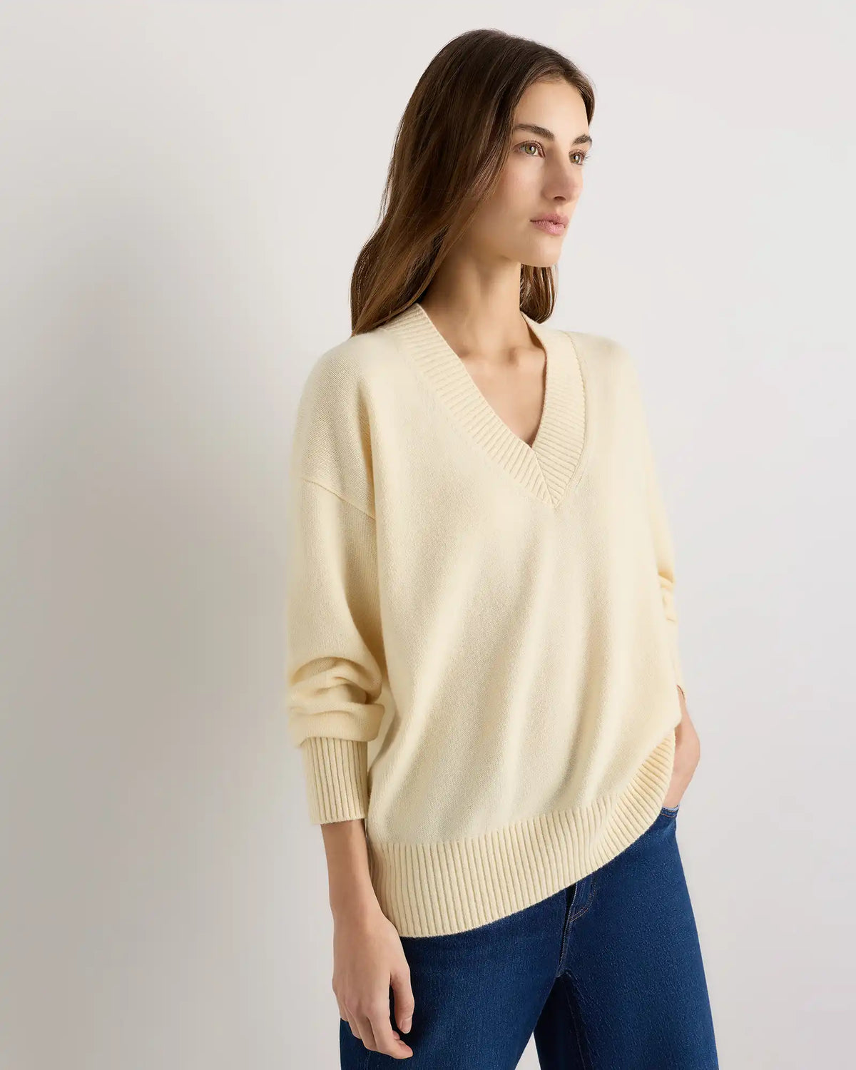 Mongolian Cashmere Oversized V-Neck Sweater