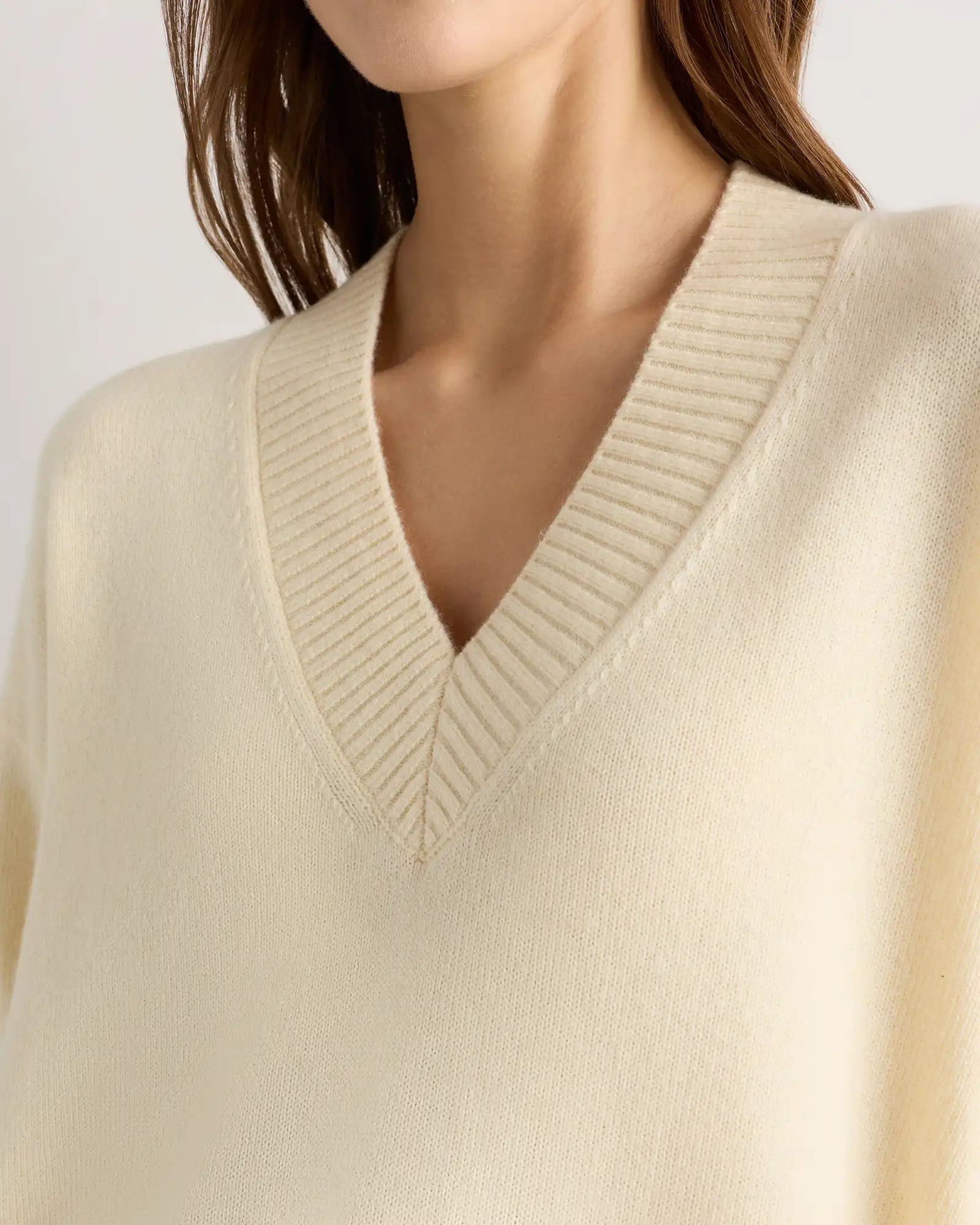 Mongolian Cashmere Oversized V-Neck Sweater