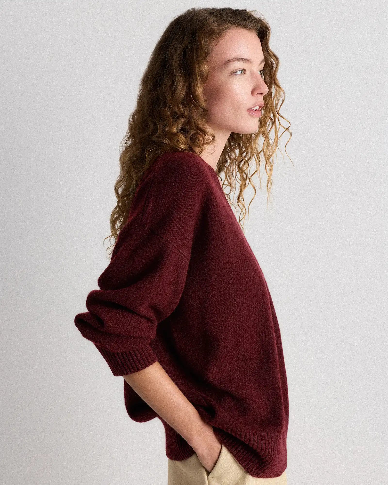 Mongolian Cashmere Oversized V-Neck Sweater