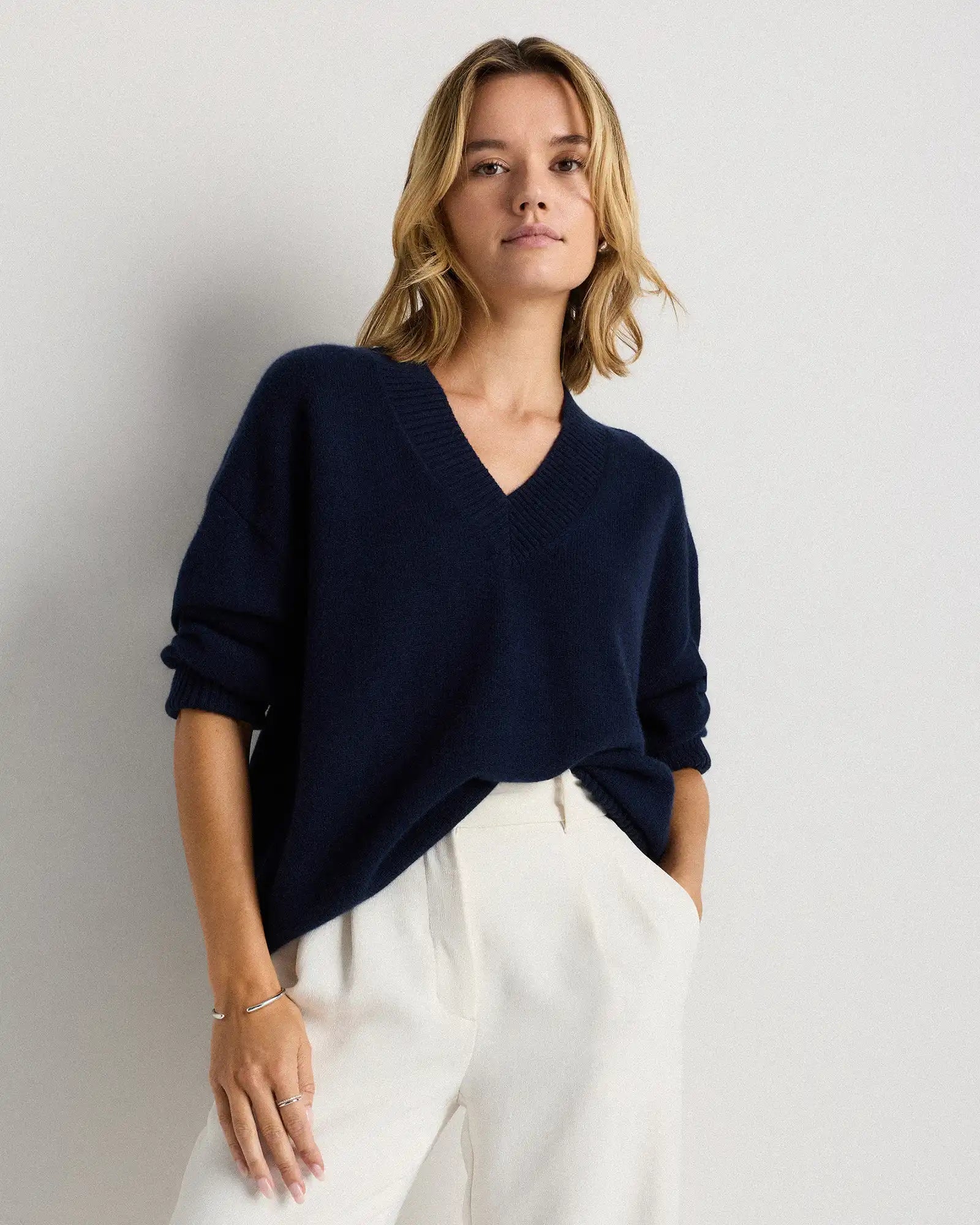 Mongolian Cashmere Oversized V-Neck Sweater