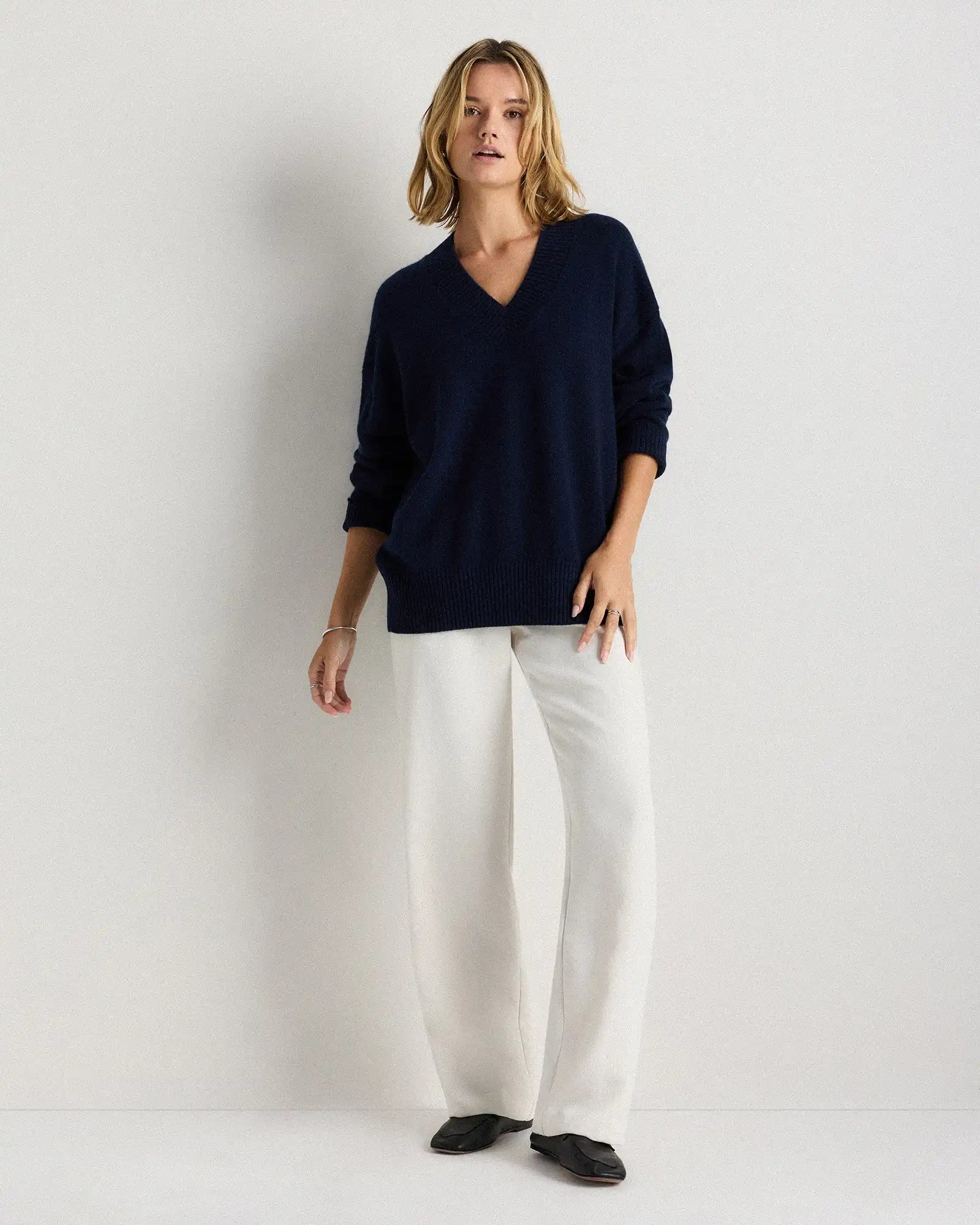 Mongolian Cashmere Oversized V-Neck Sweater