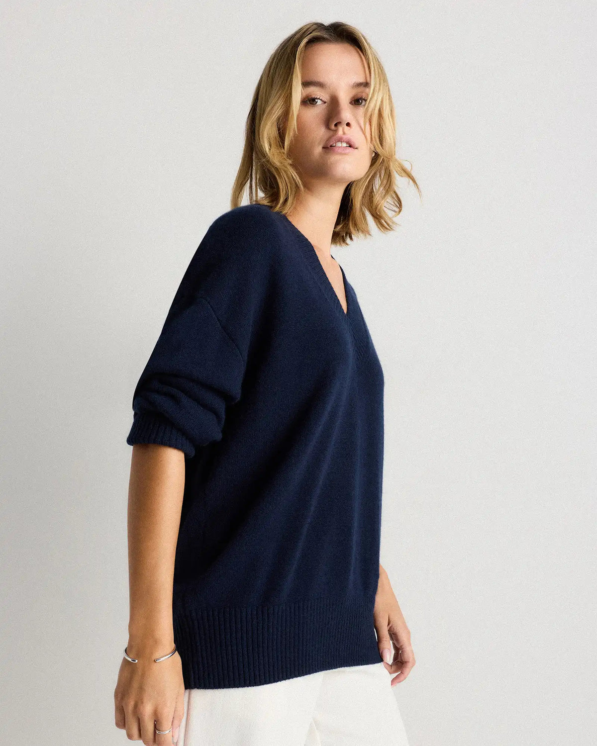 Mongolian Cashmere Oversized V-Neck Sweater