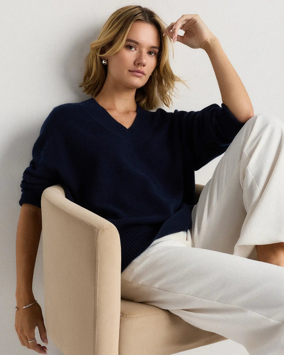 Mongolian Cashmere Oversized V-Neck Sweater