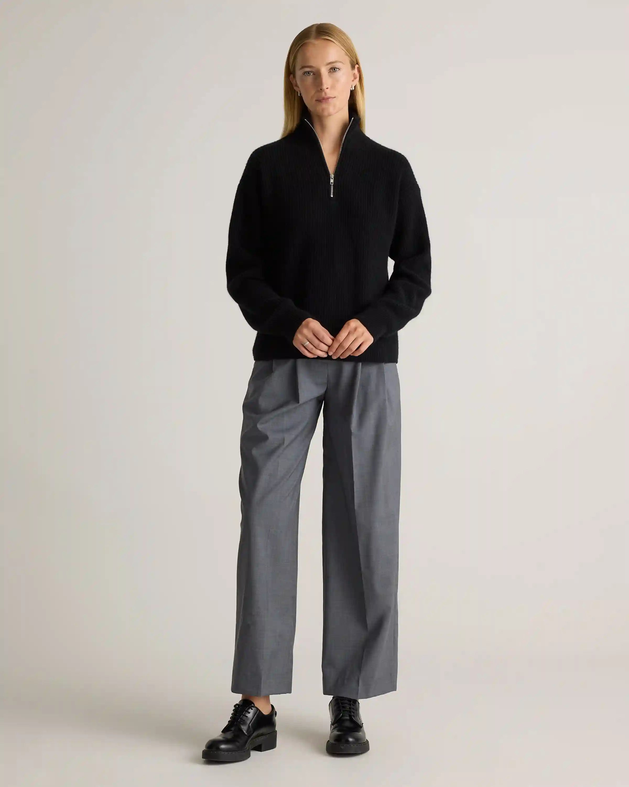 Mongolian Cashmere Fisherman Quarter Zip Sweater